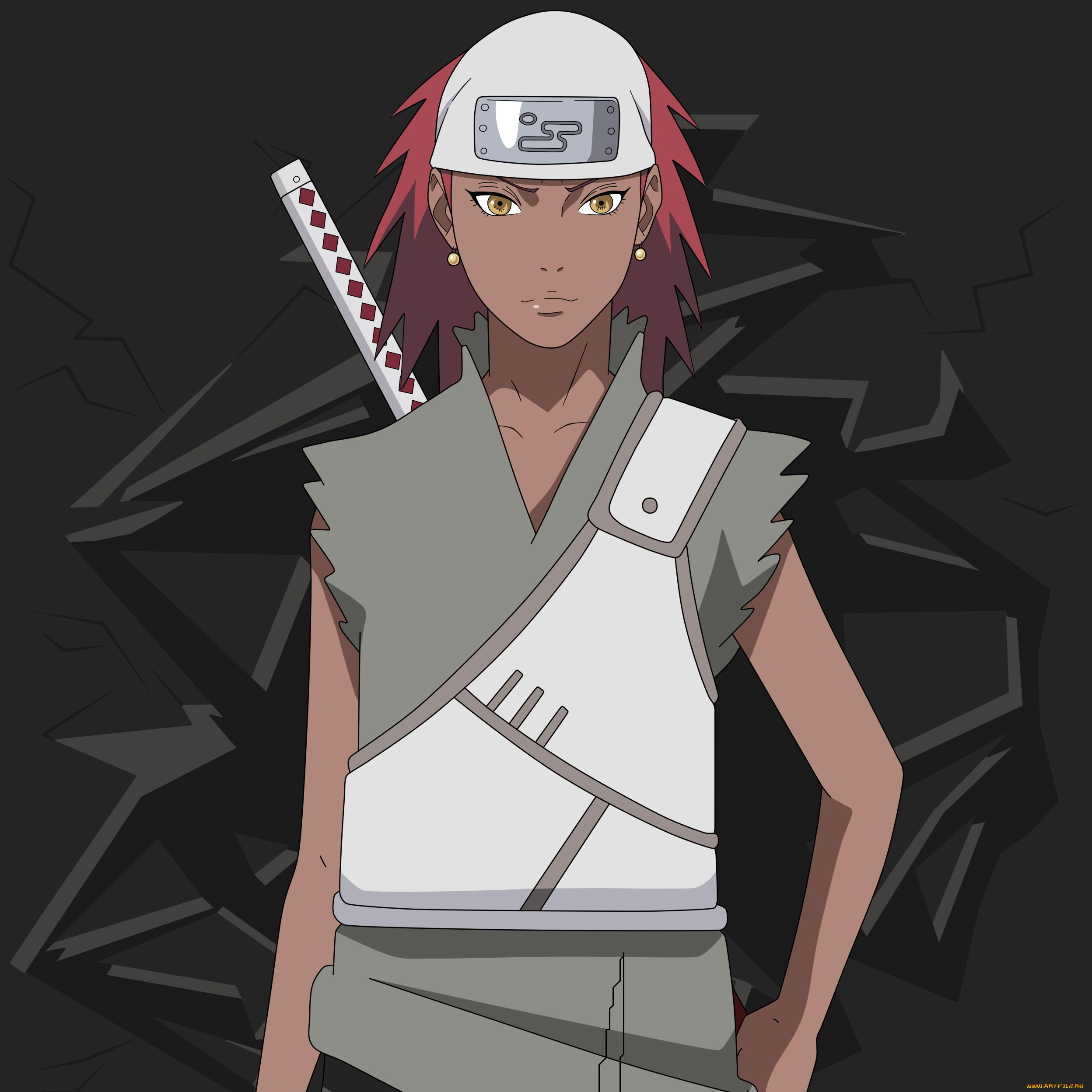 аниме, naruto, девушка, наруто, шиппуден, персонаж, бандана, серьги, взгляд