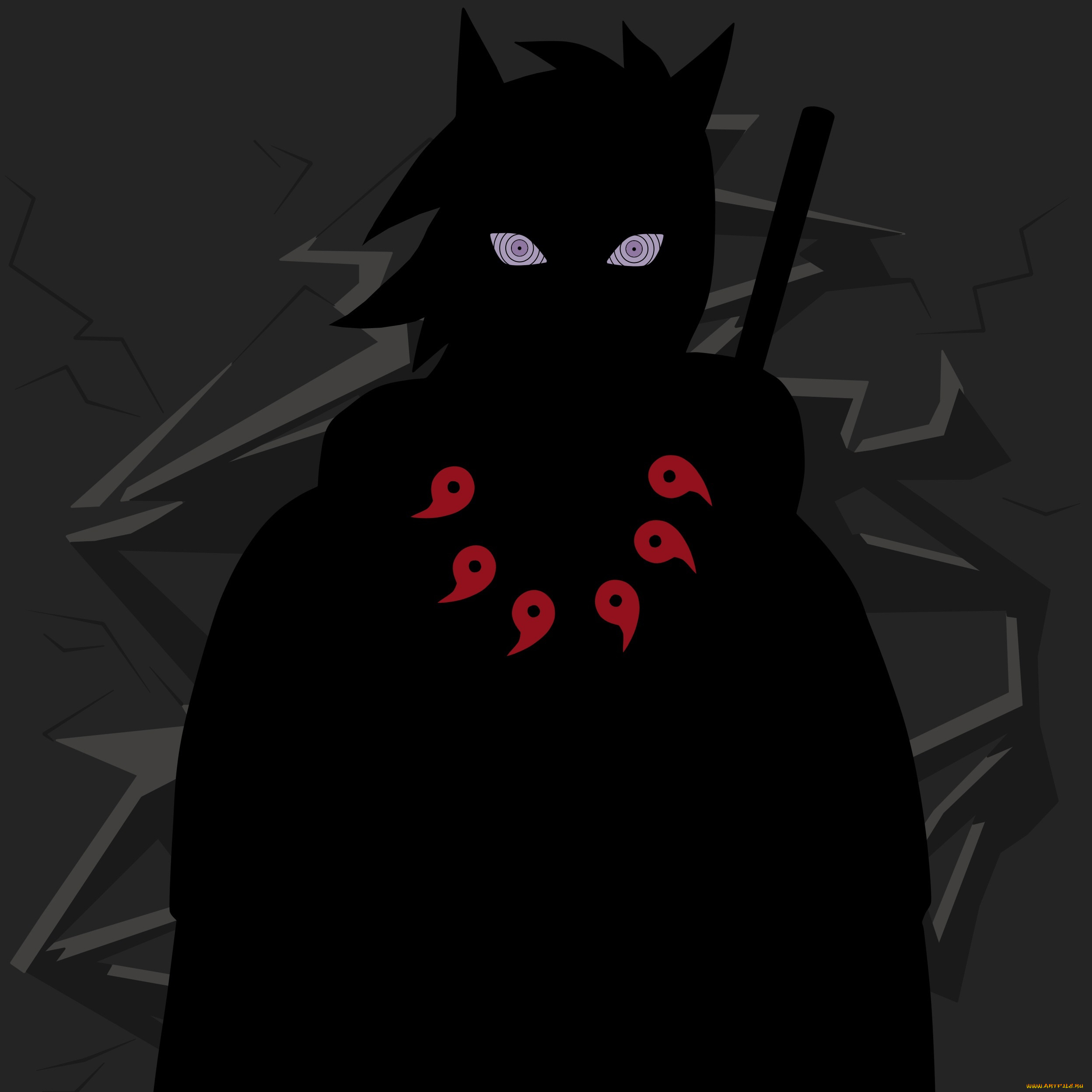 аниме, naruto, силуэт, глаза, риннеган, наруто, рикудо, саннин