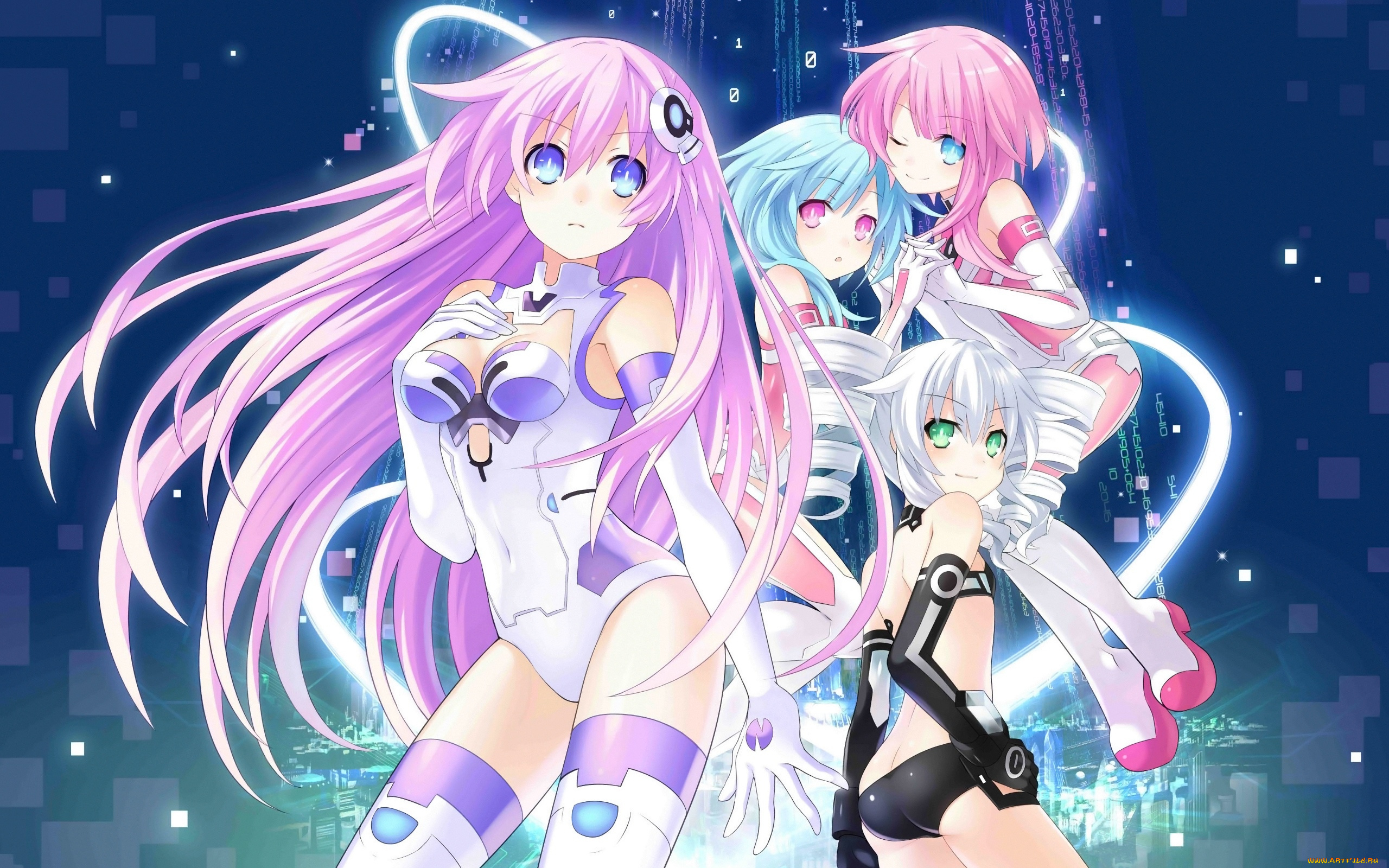 hyperdimension, neptunia, аниме, волосы, девушки