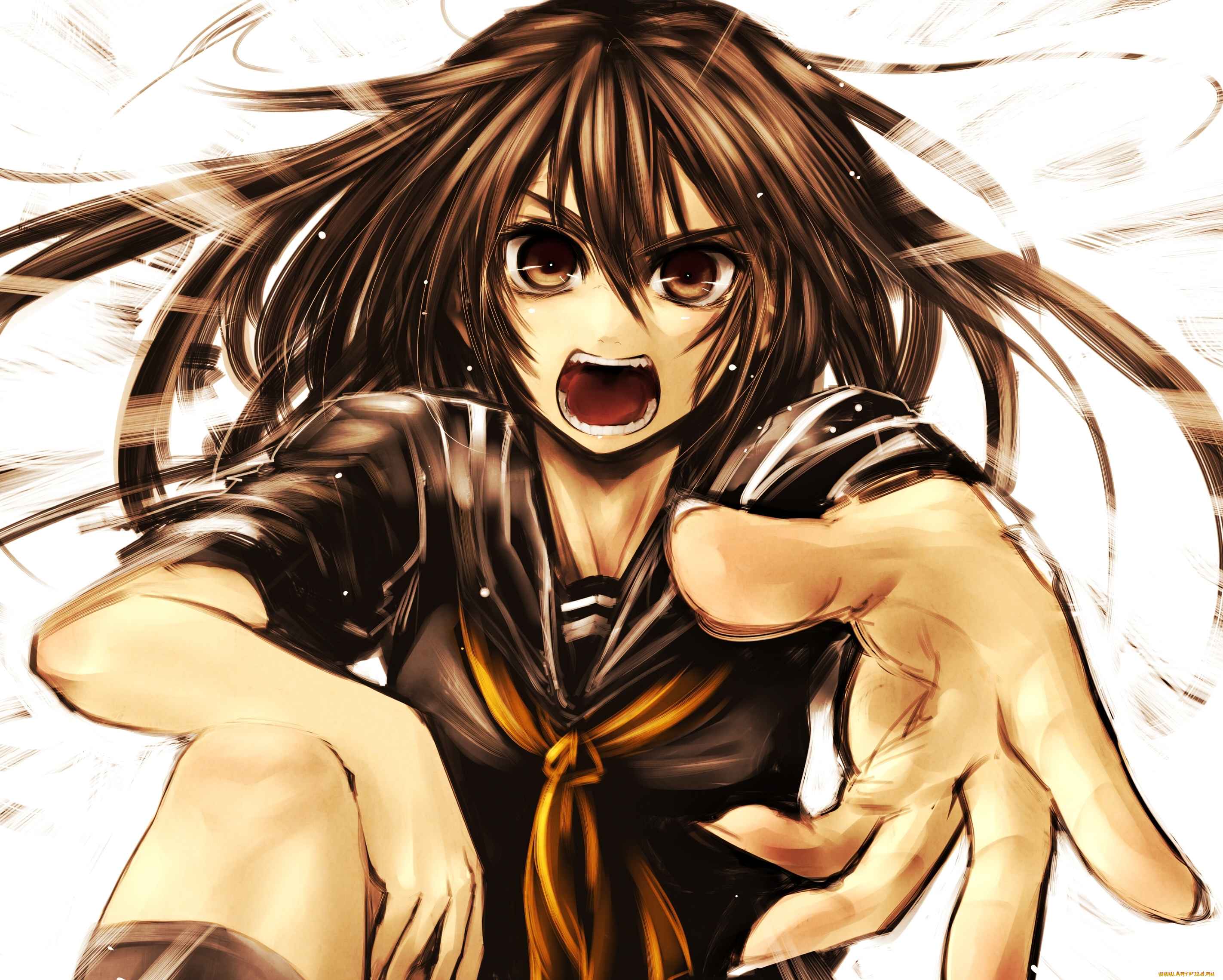 аниме, *unknown, , другое, девушка, kotoba, noriaki, арт, руки, форма, кричит