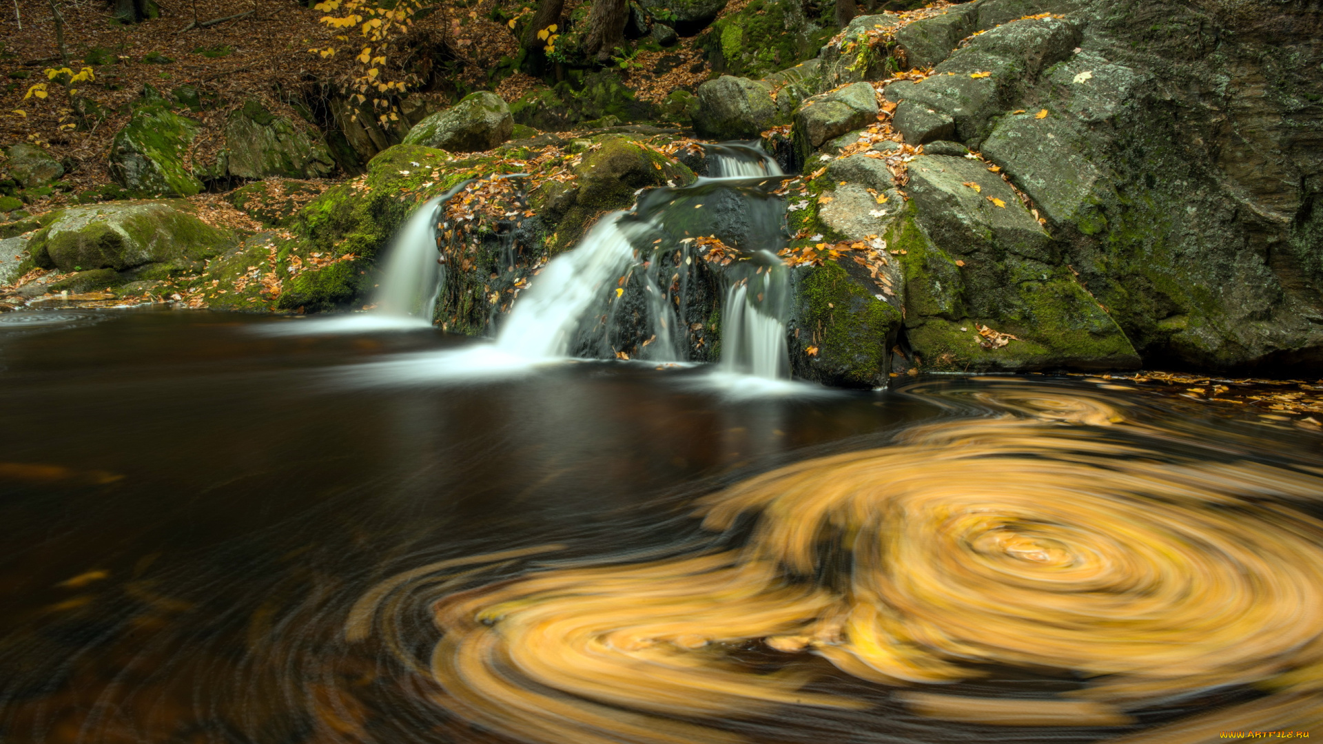 природа, водопады, вода, осень