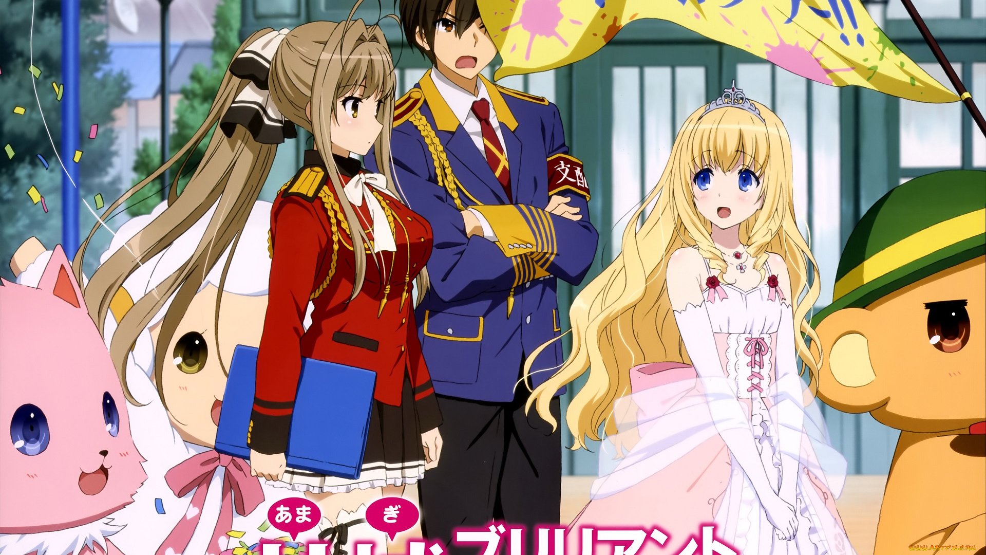 аниме, amagi, brilliant, park, парень, девушки