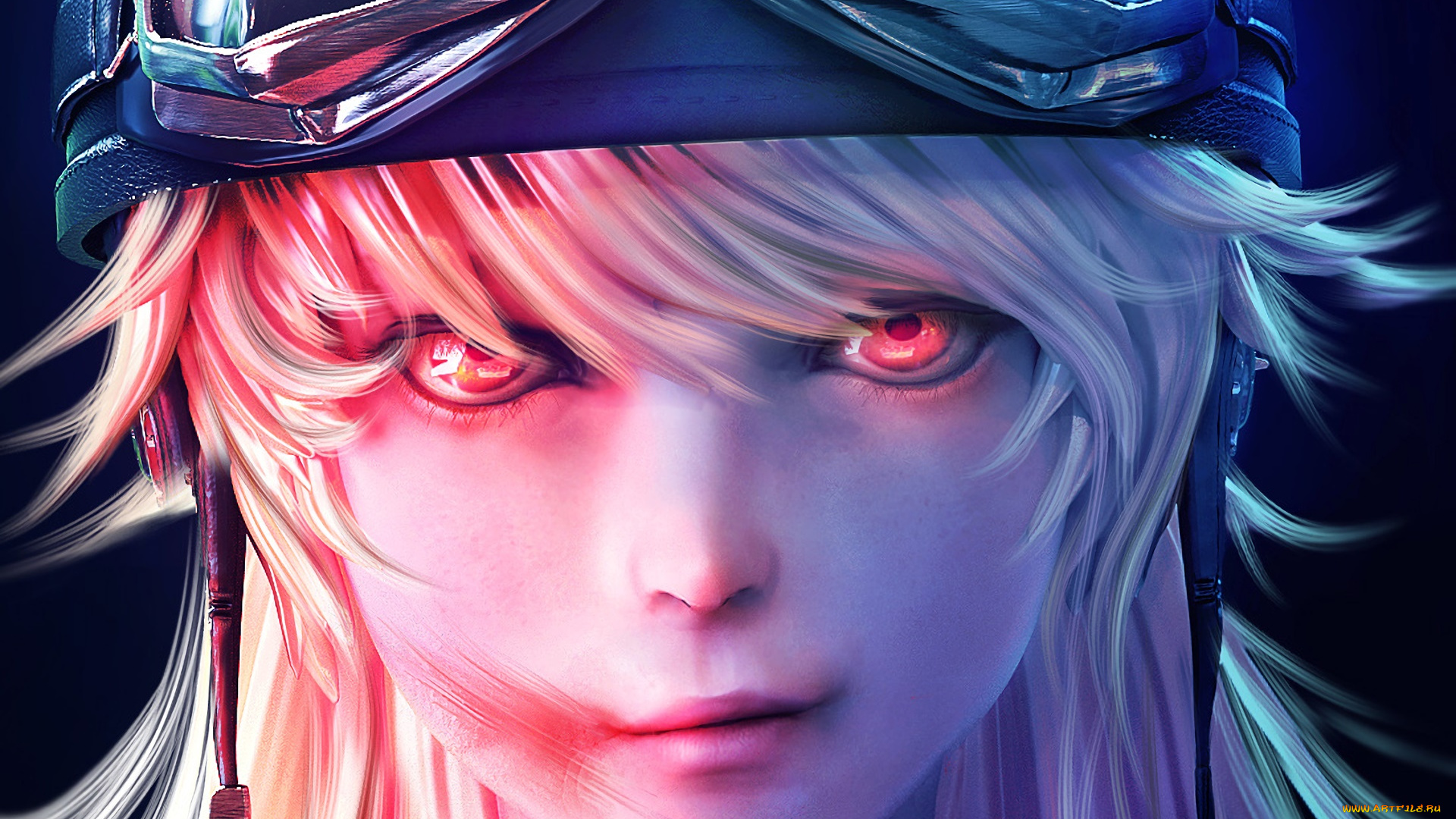 аниме, bakemonogatari, девушка, взгляд, фон