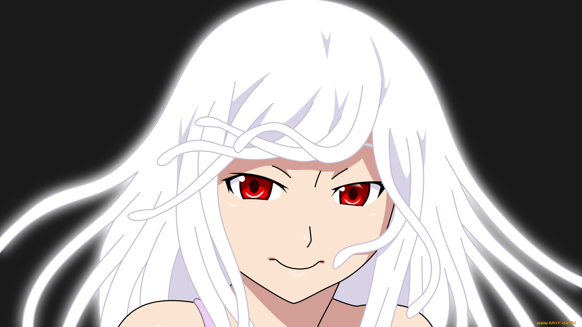 аниме, bakemonogatari, девушка, взгляд, фон