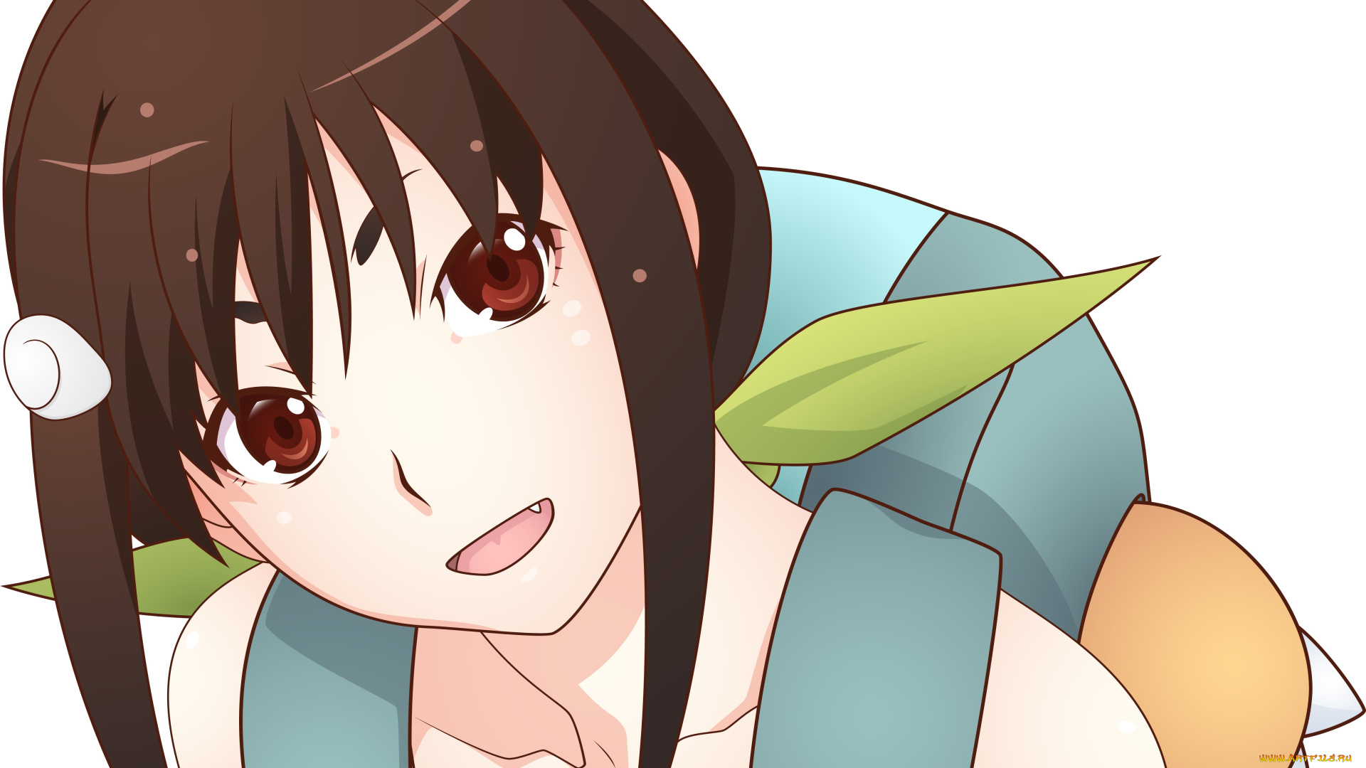 аниме, bakemonogatari, девушка, взгляд, фон