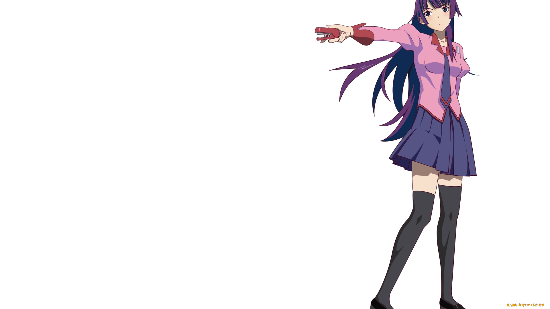 аниме, bakemonogatari, фон, взгляд, девушка