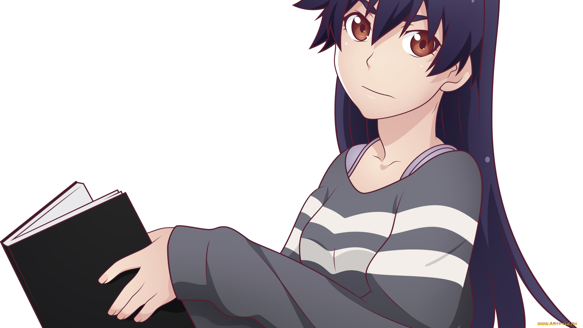 аниме, bakemonogatari, фон, взгляд, девушка