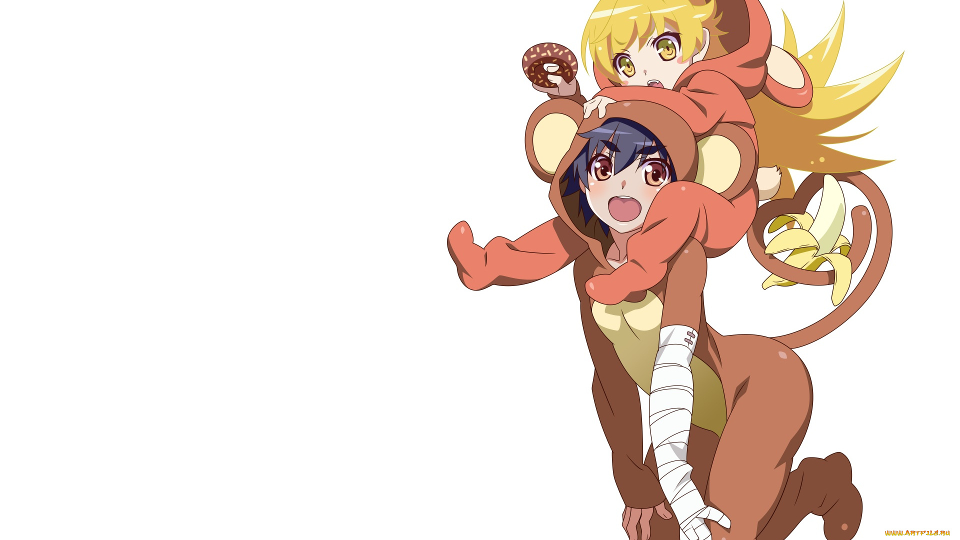 аниме, bakemonogatari, фон, взгляд, девушка