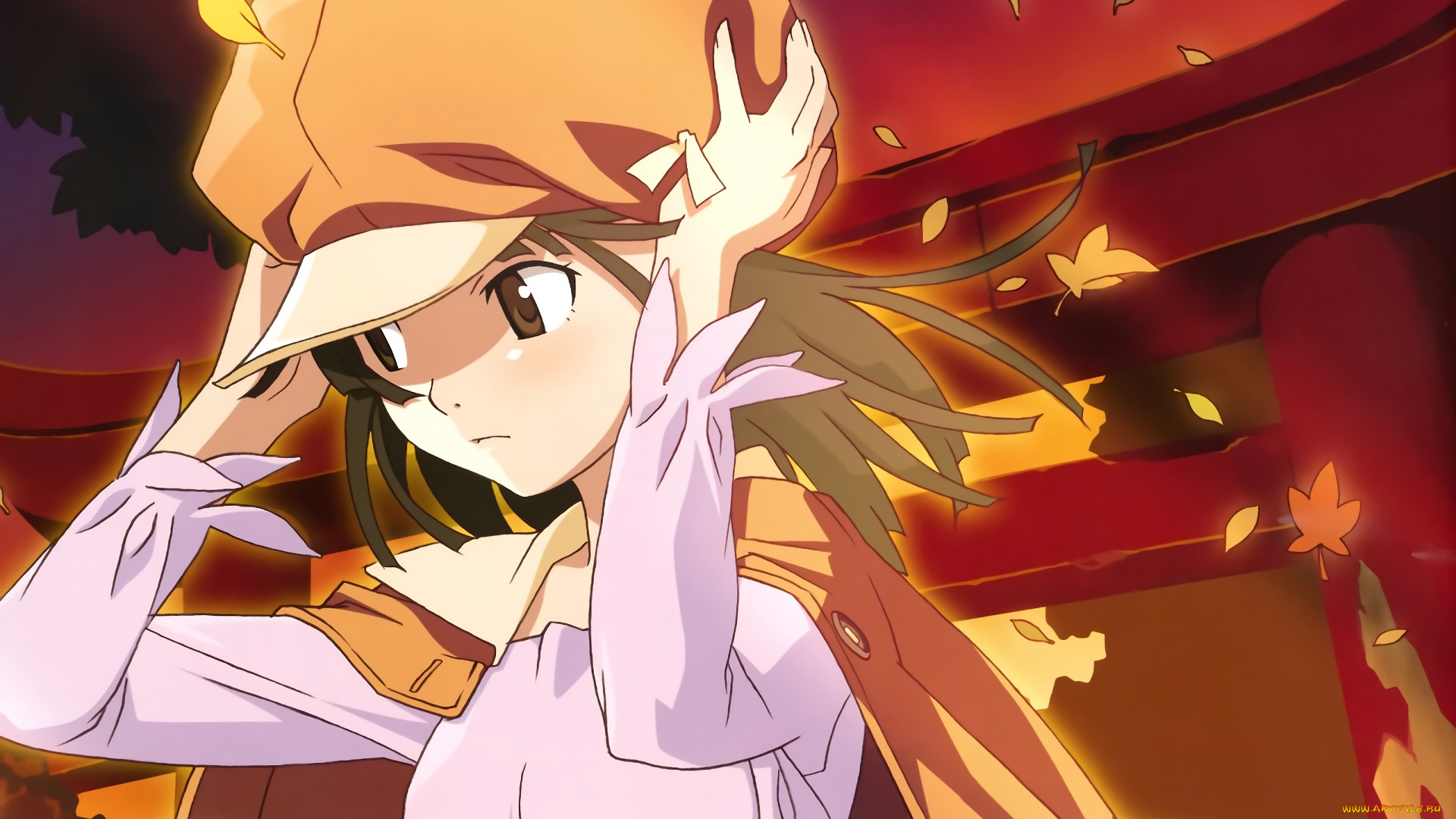 аниме, bakemonogatari, фон, взгляд, девушка