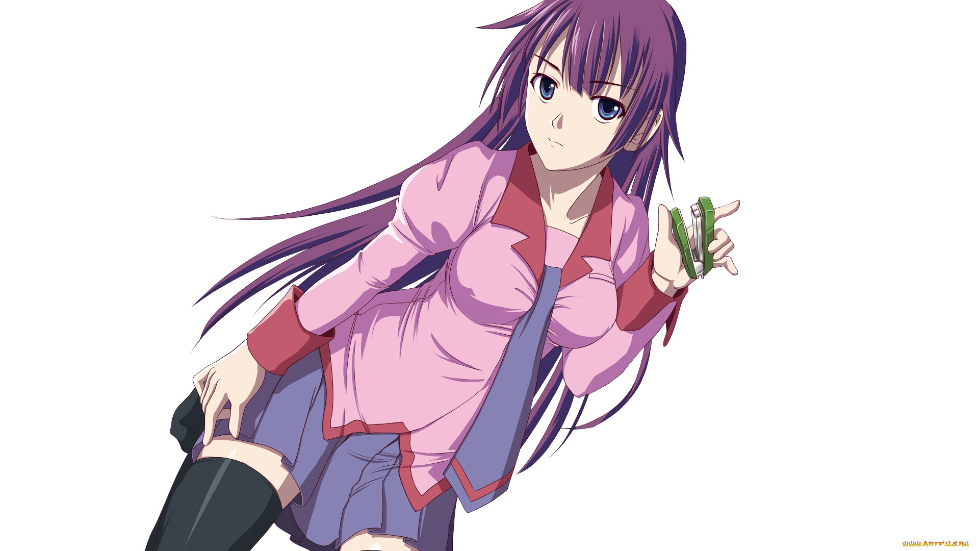 аниме, bakemonogatari, взгляд, фон, девушка