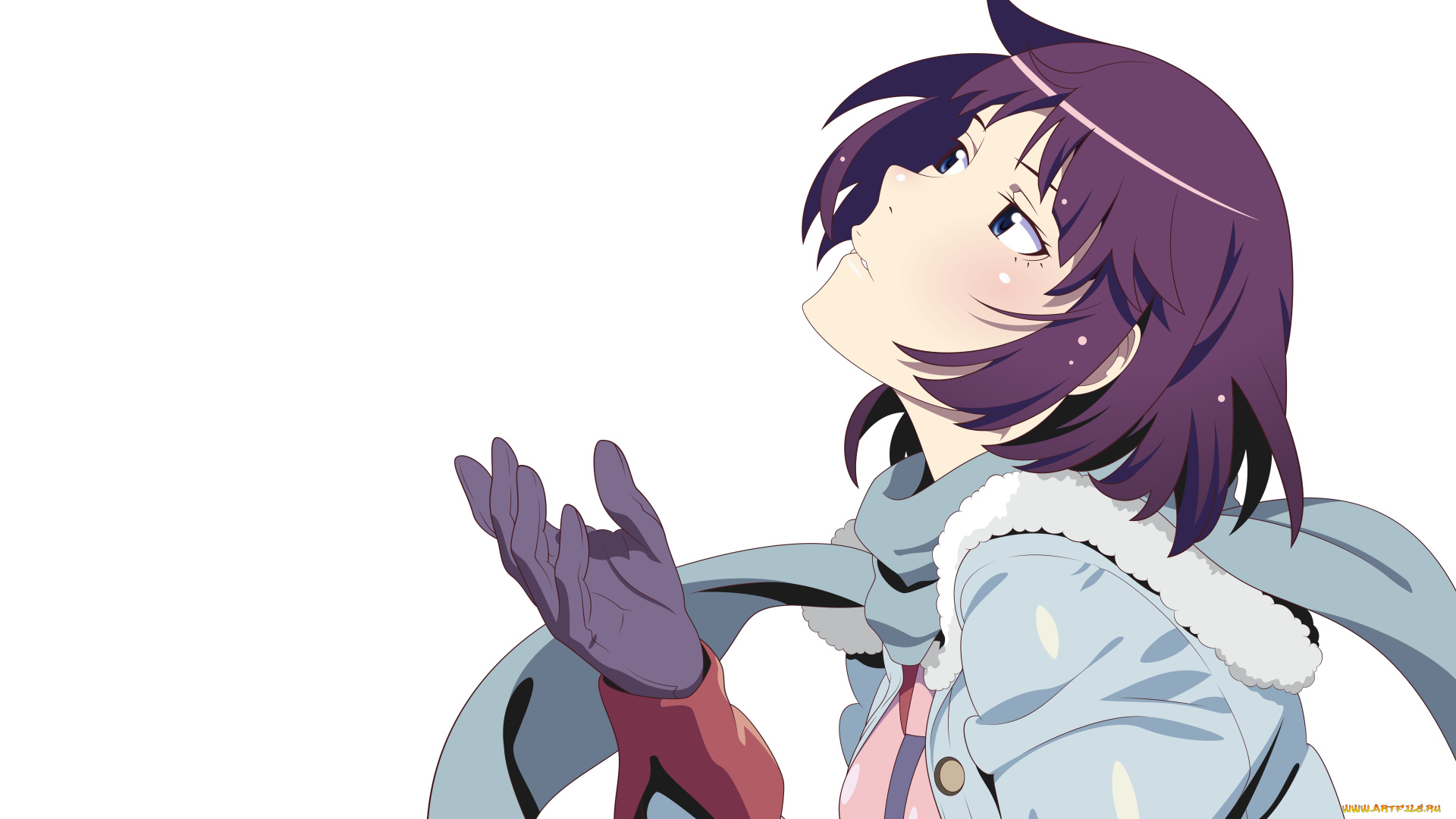 аниме, bakemonogatari, взгляд, фон, девушка