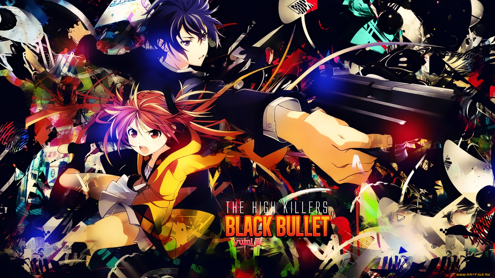 аниме, black, bullet, двое