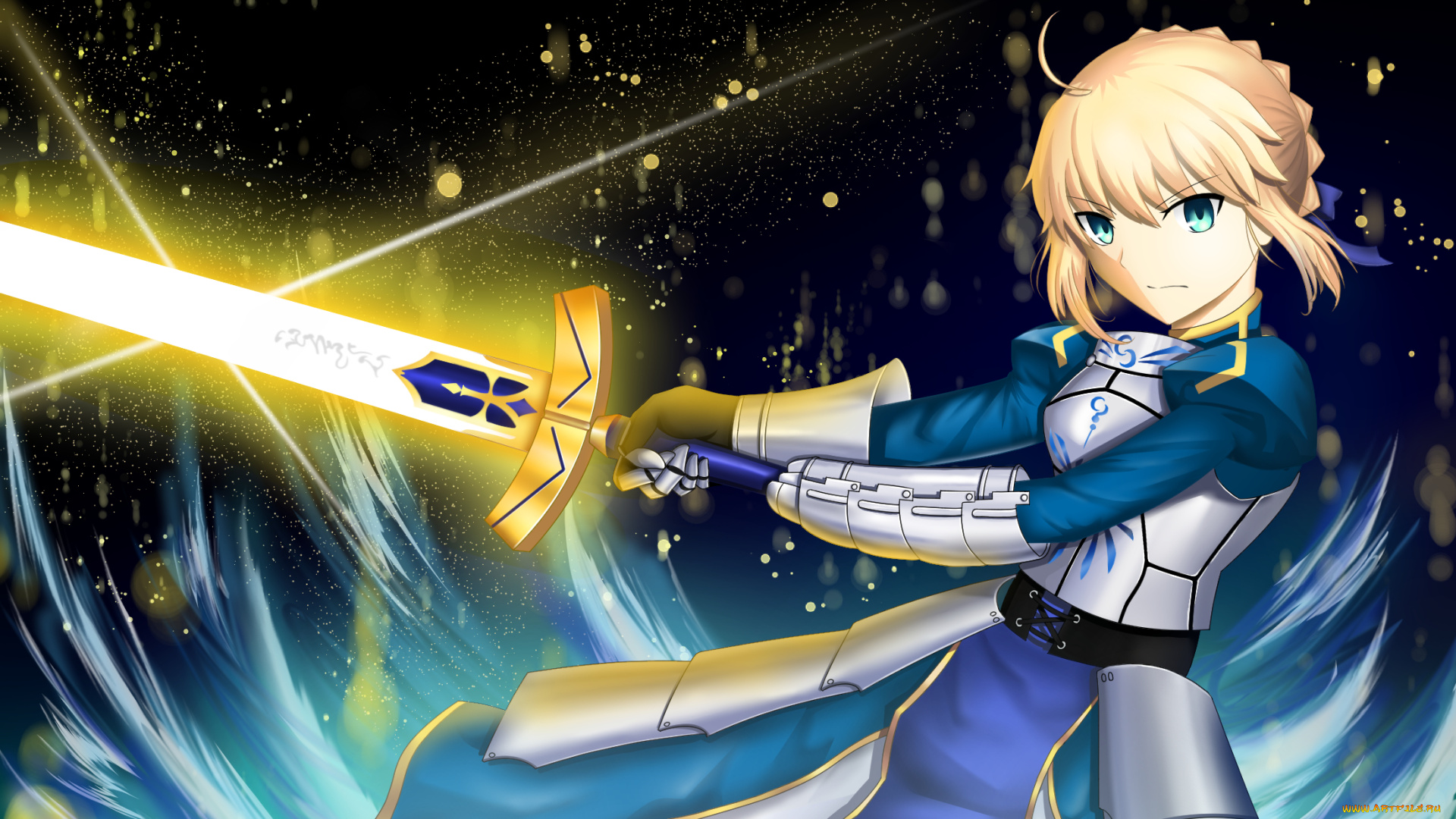 аниме, fate, stay, night, девушка, фон, взгляд