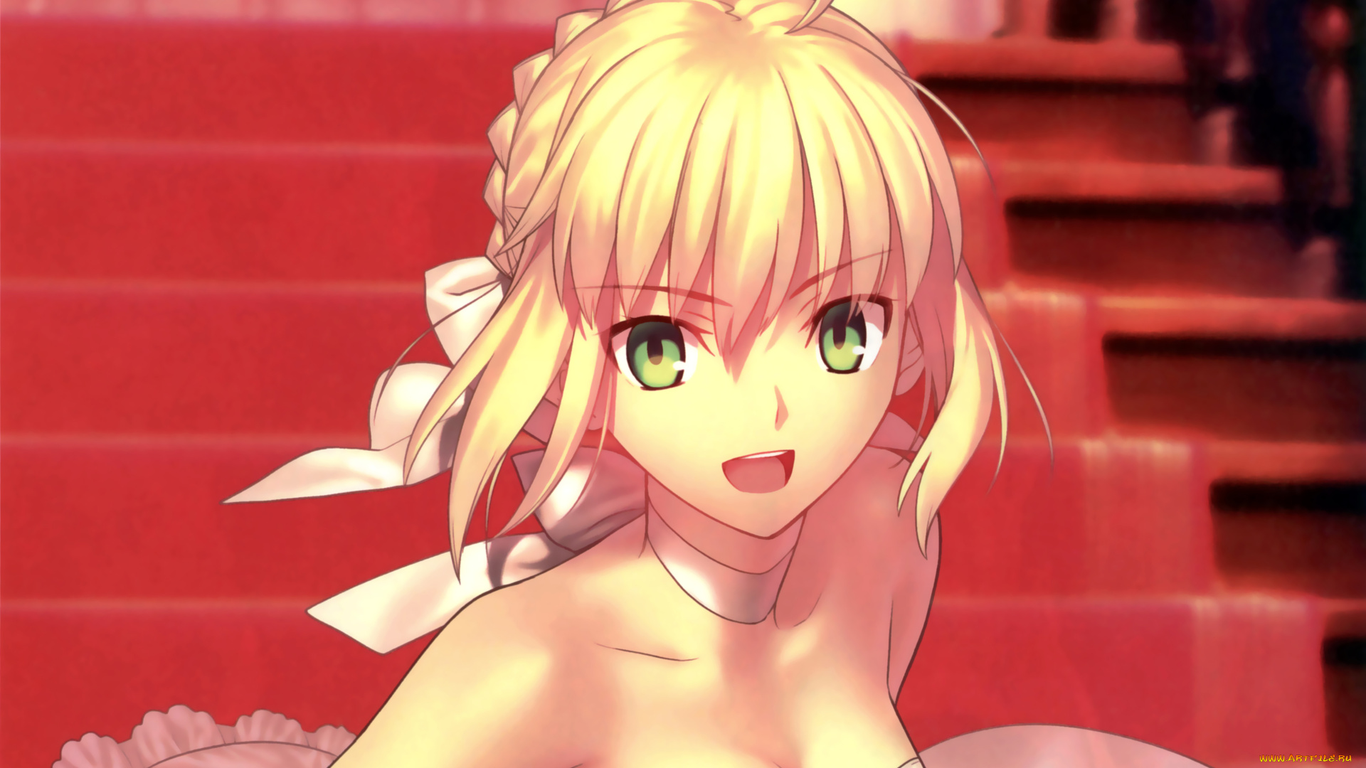 аниме, fate, stay, night, девушка, фон, взгляд