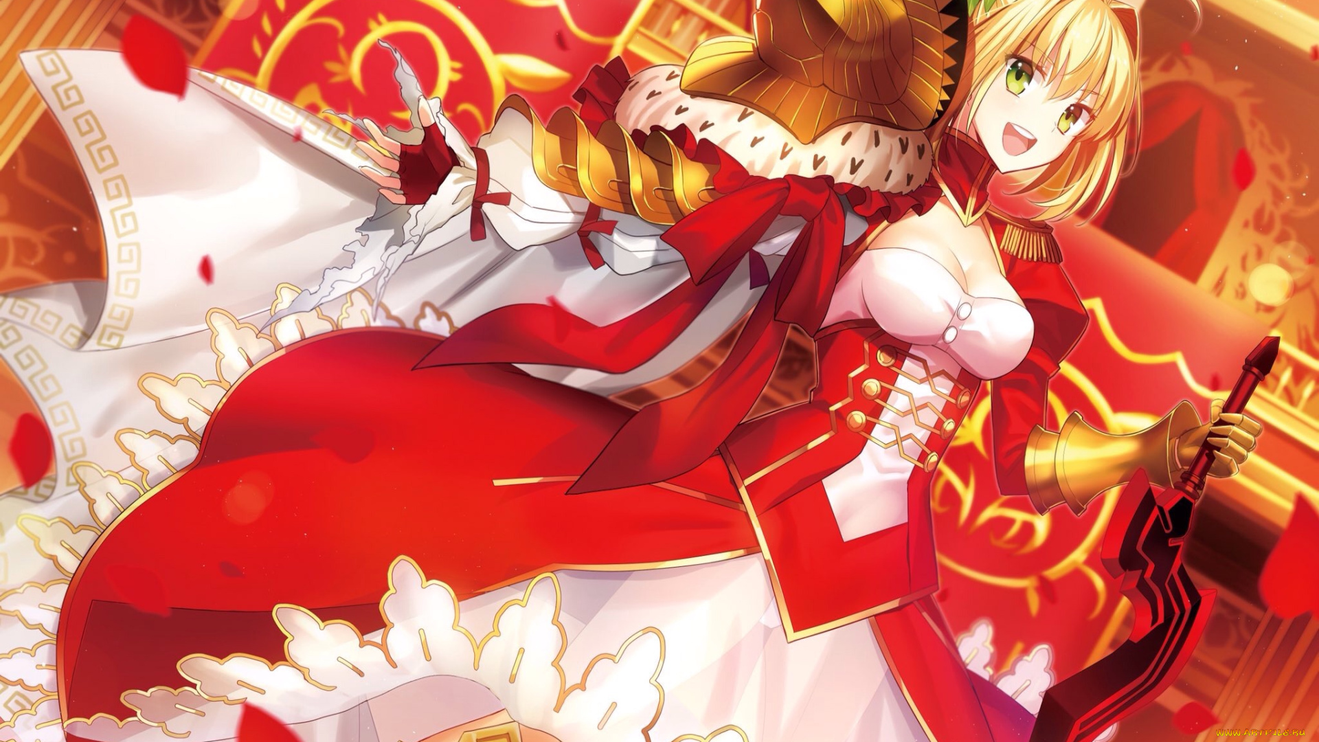 аниме, fate, stay, night, девушка, взгляд, фон