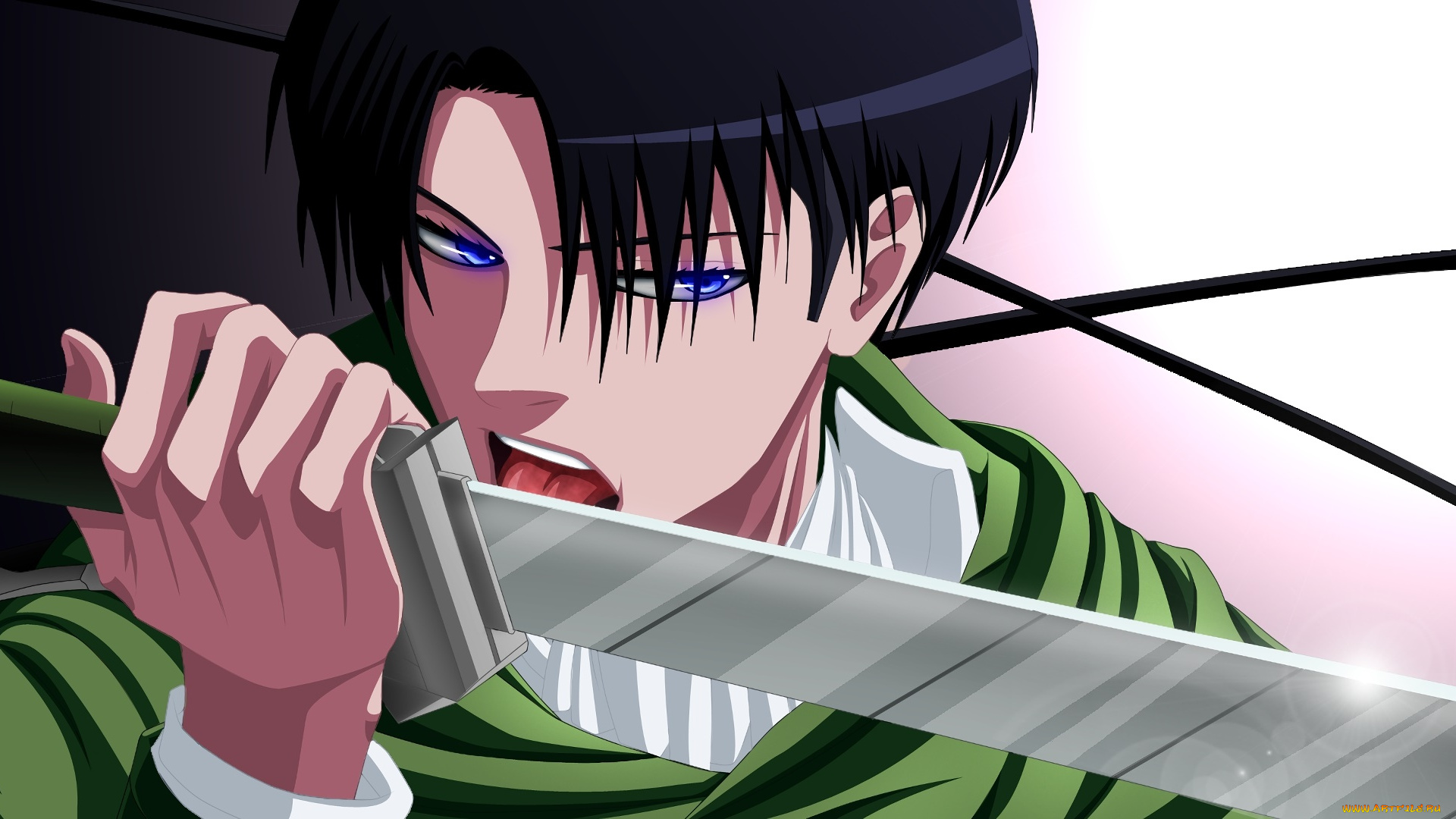 аниме, shingeki, no, kyojin, фон, взгляд, парень