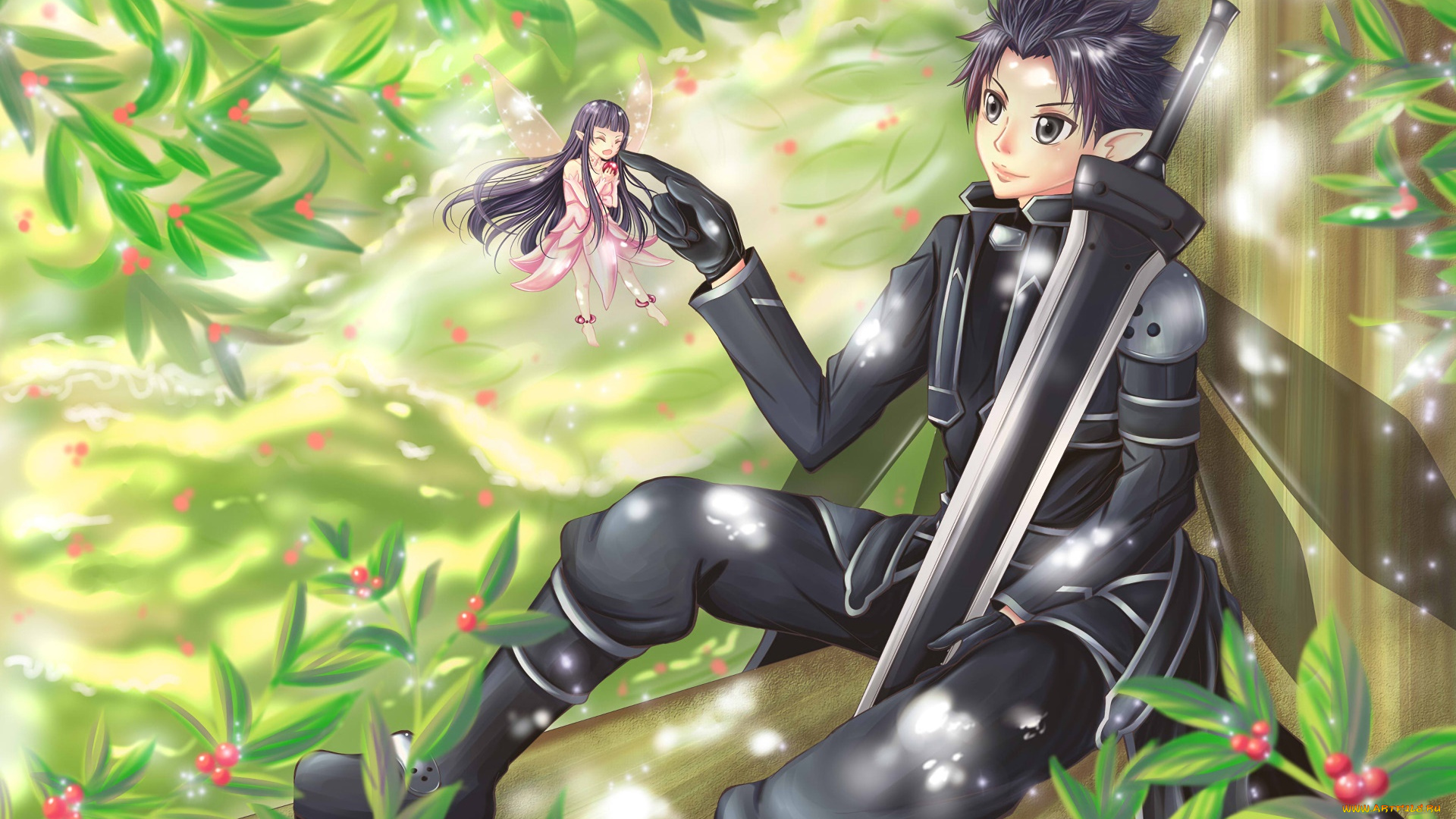 аниме, sword, art, online, парень, фон, взгляд