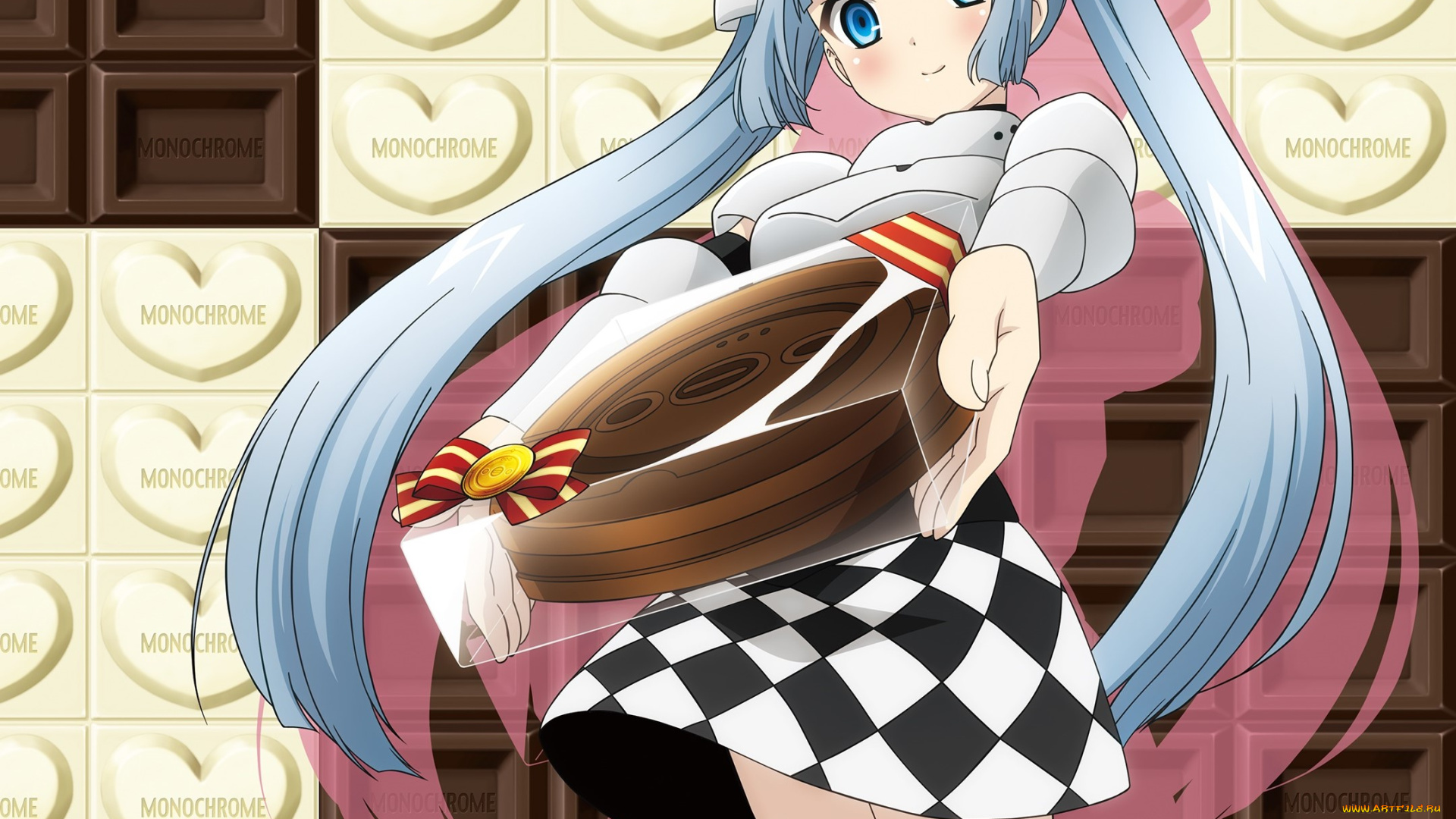 monochrome, factor, аниме, девушка, взгляд, фон