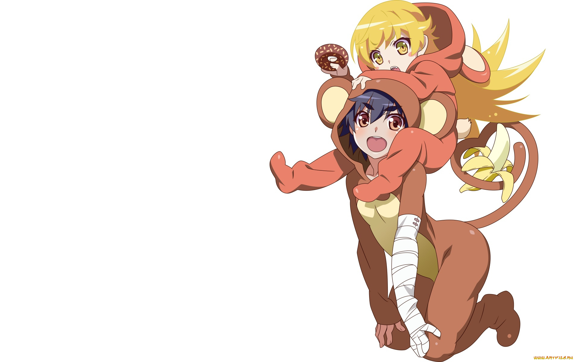 аниме, bakemonogatari, фон, взгляд, девушка