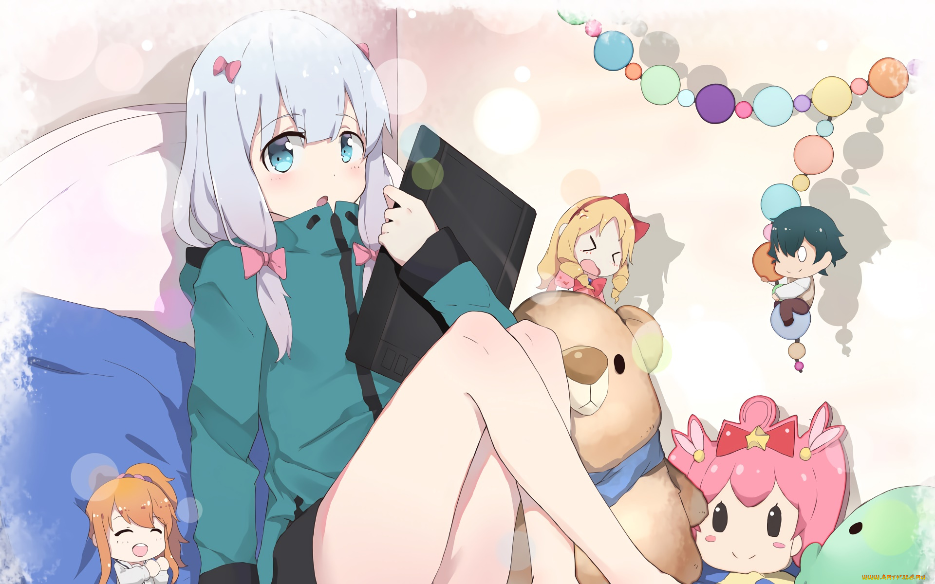 аниме, eromanga-sensei, девушка, взгляд, фон