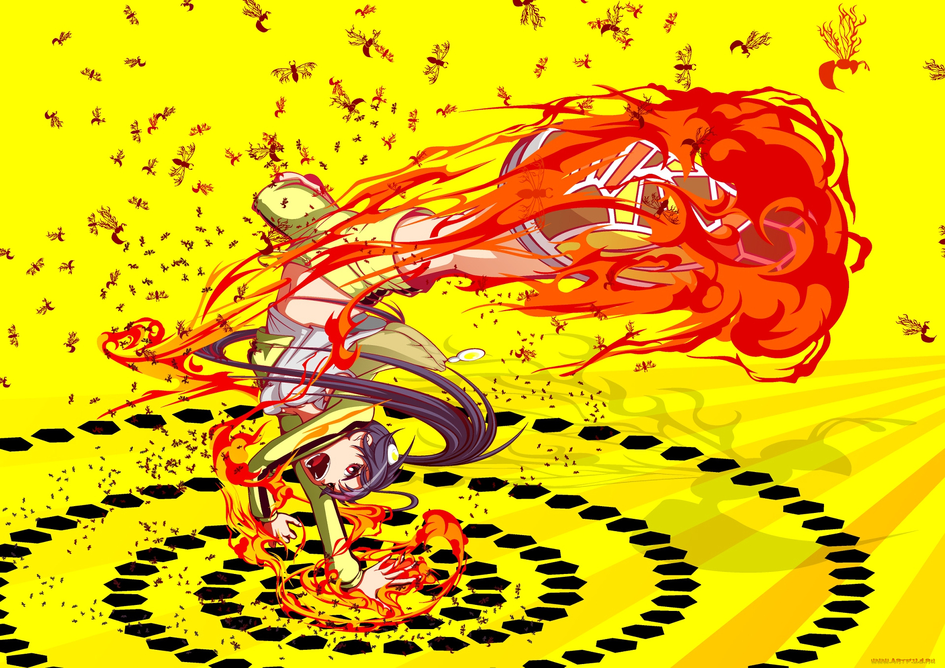 аниме, bakemonogatari, взгляд, девушка, фон