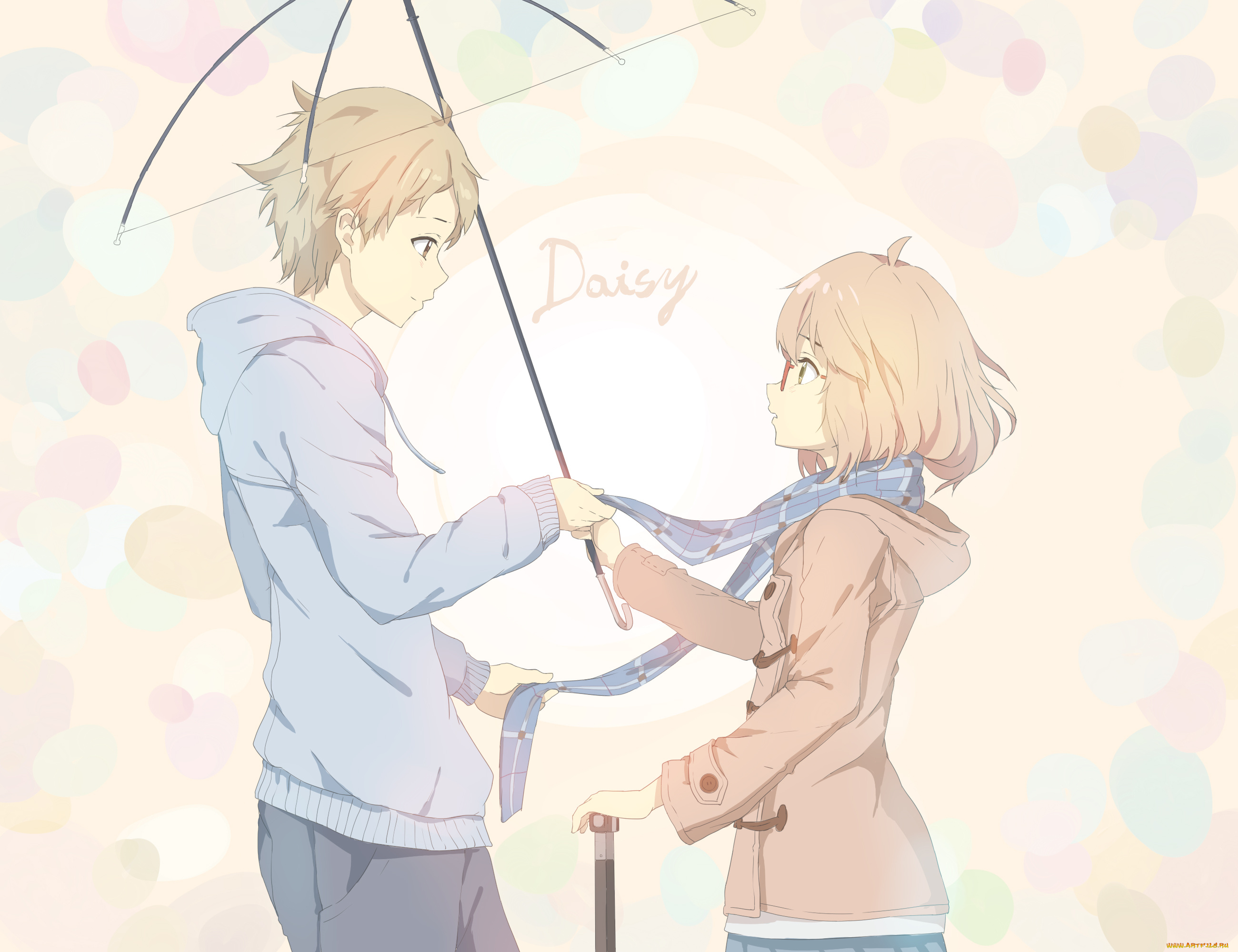 аниме, kyoukai, no, kanata, двое
