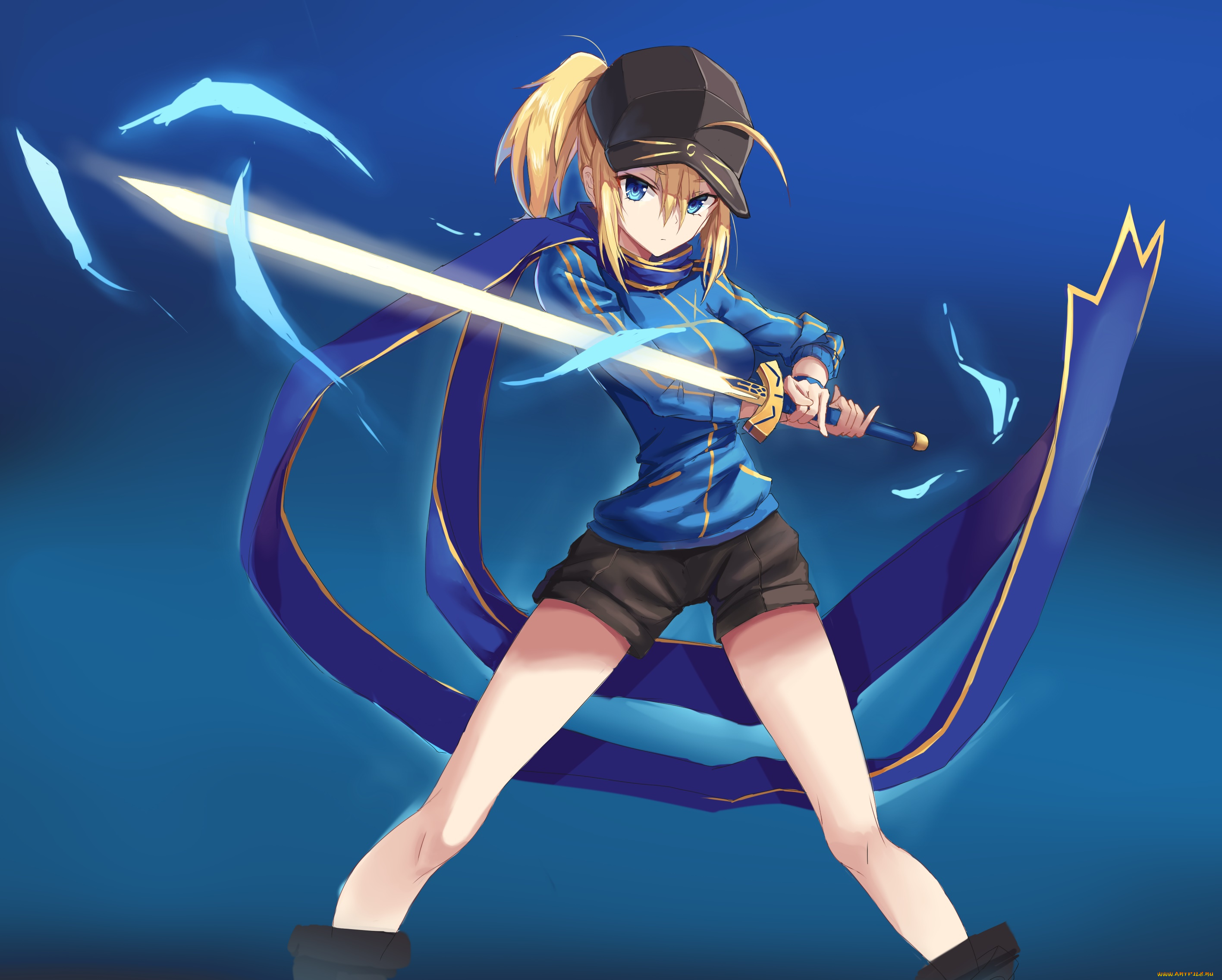 аниме, fate, stay, night, девушка, взгляд, фон