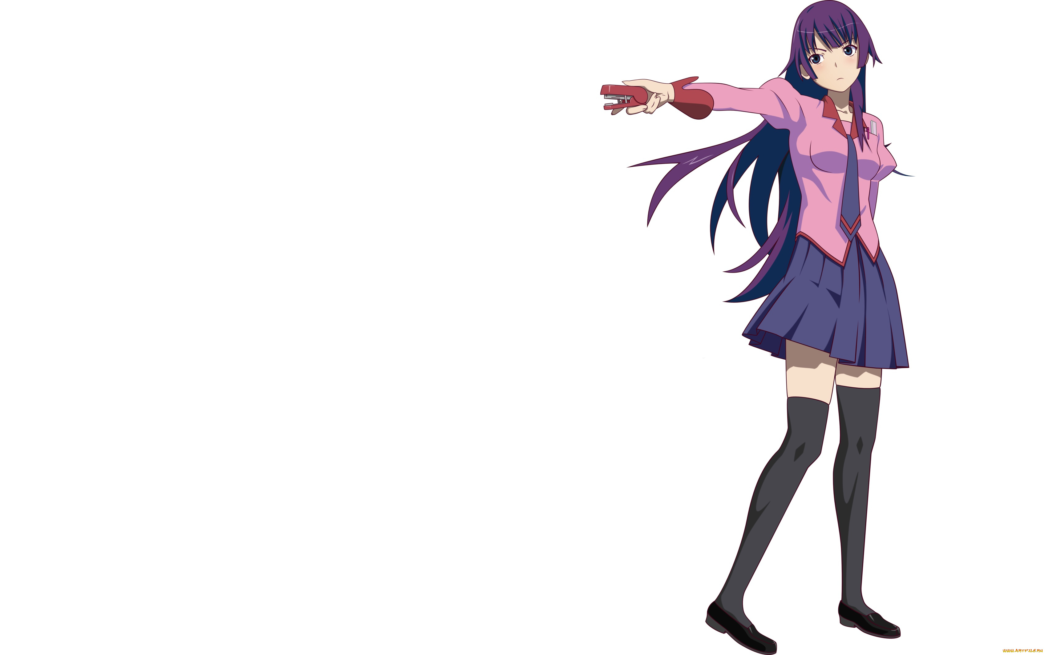 аниме, bakemonogatari, фон, взгляд, девушка