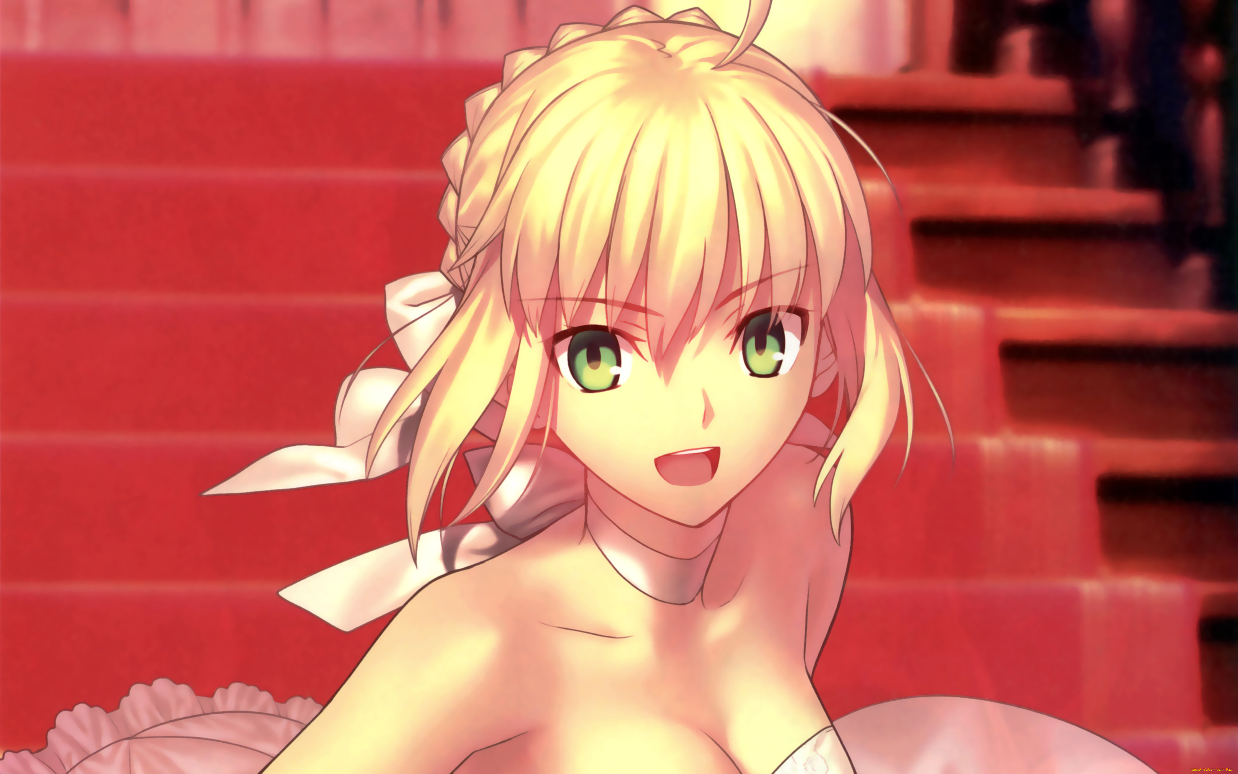 аниме, fate, stay, night, девушка, фон, взгляд