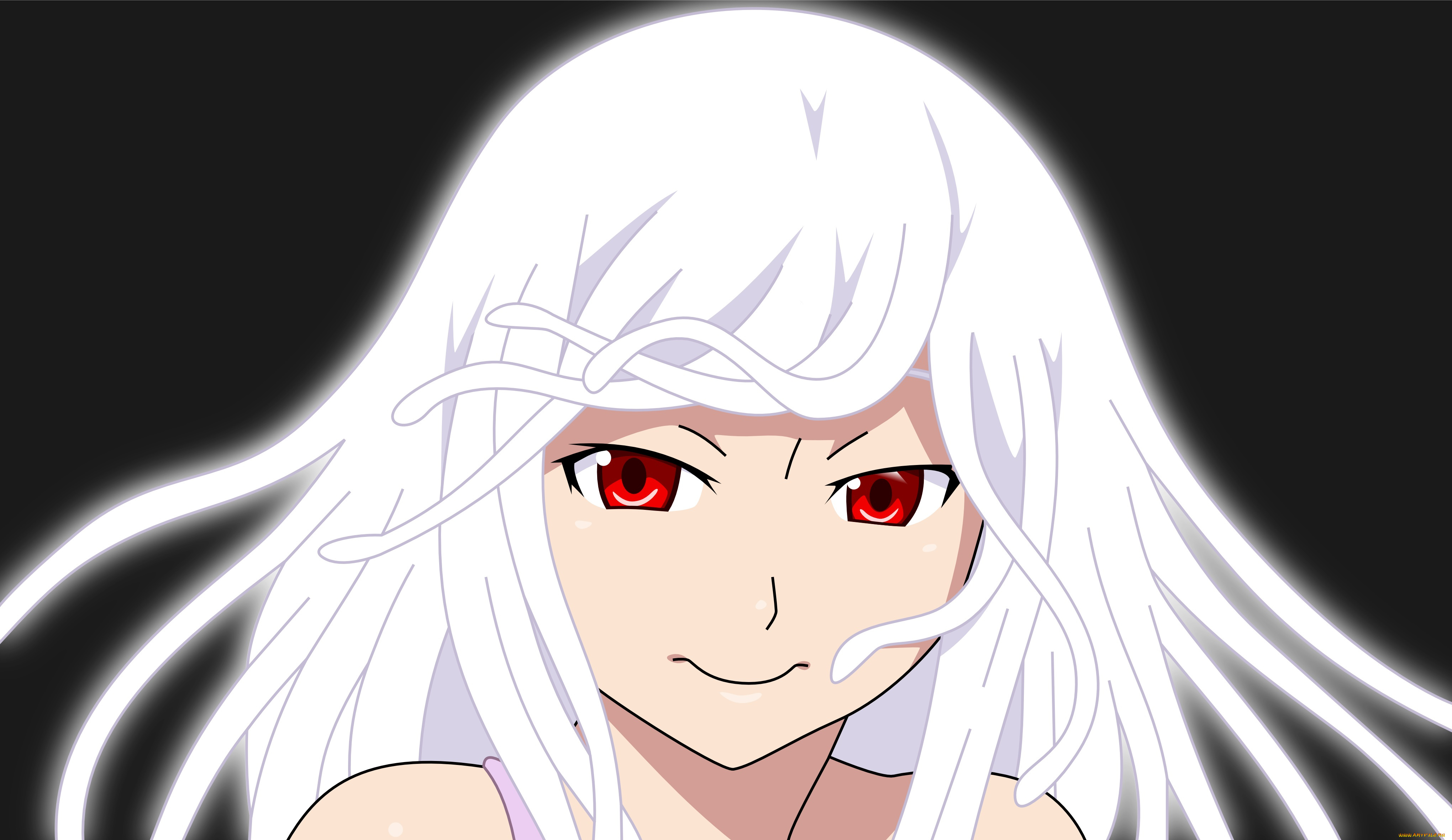 аниме, bakemonogatari, девушка, взгляд, фон