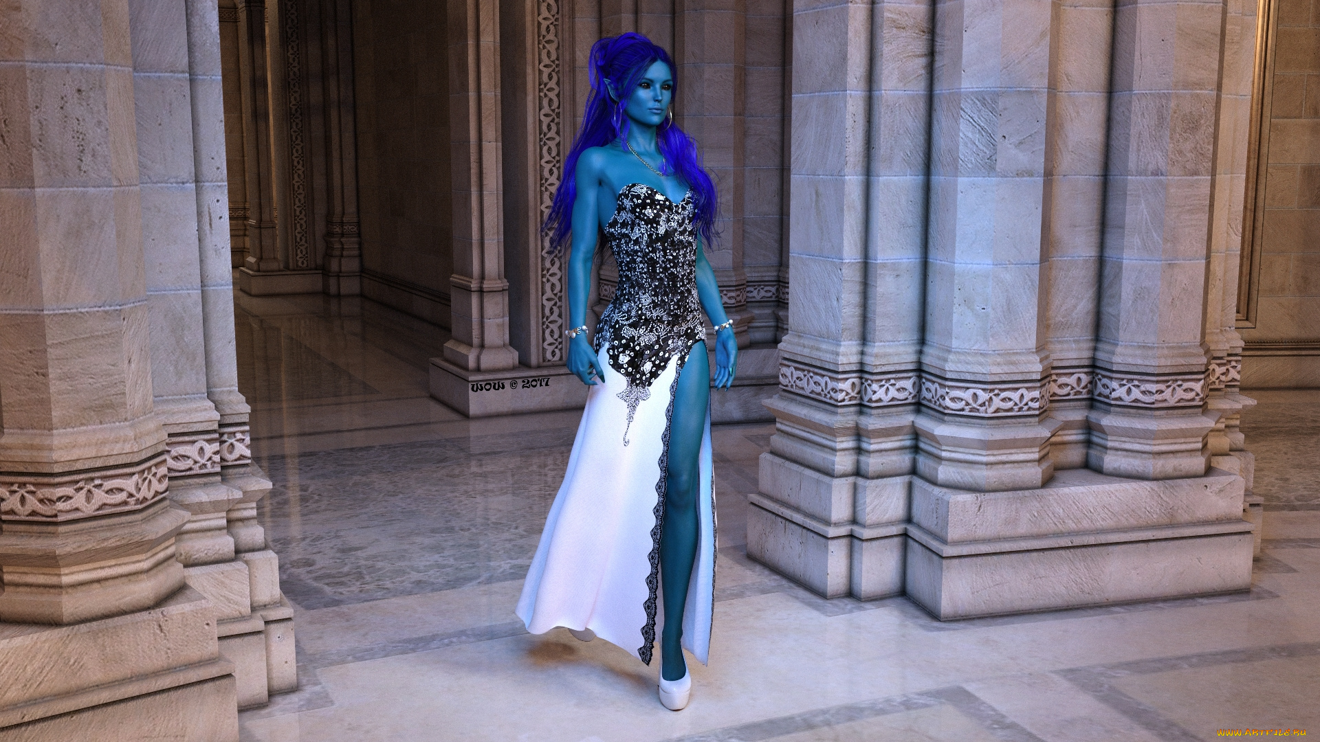 3д, графика, эльфы, , elves, фон, взгляд, девушка