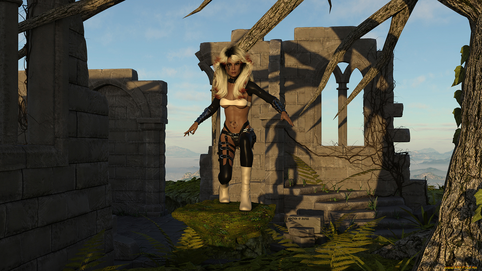 3д, графика, фантазия, , fantasy, девушка, фон, взгляд