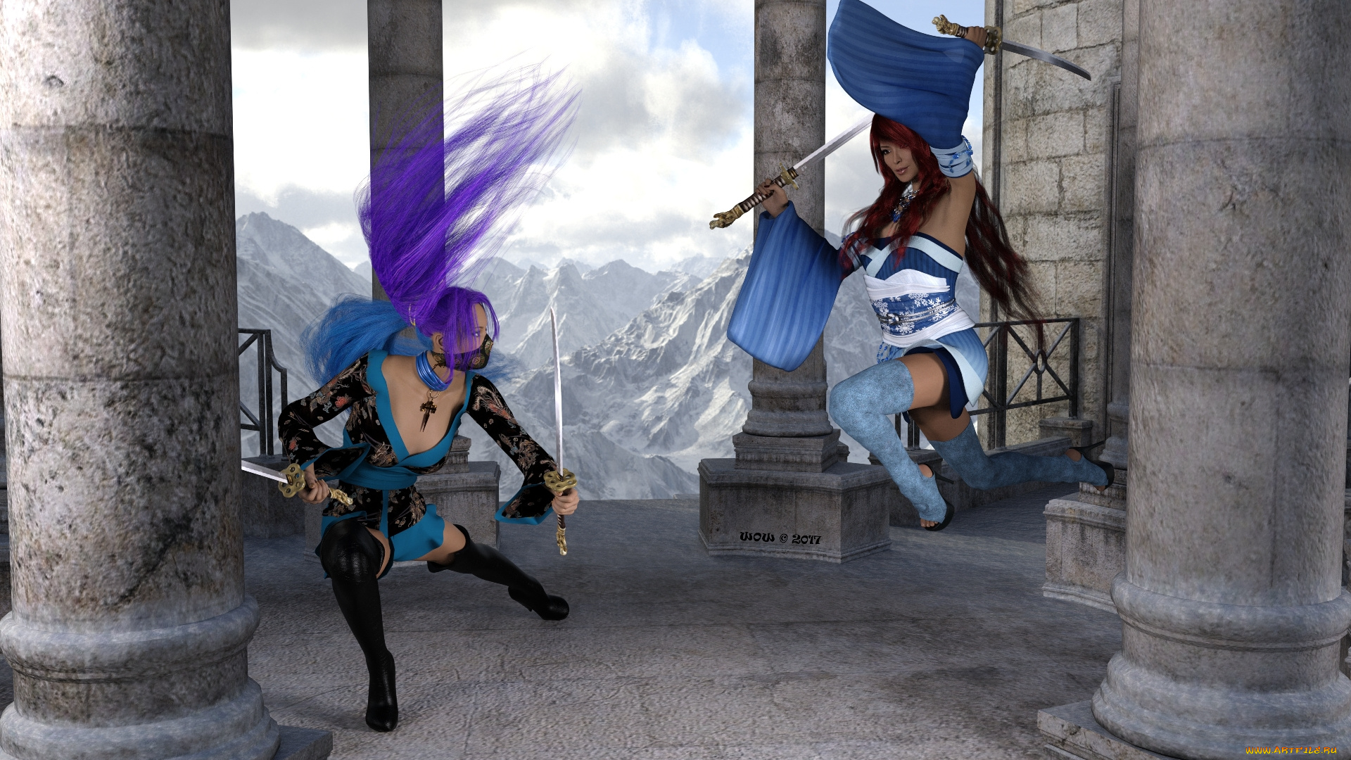 3д, графика, фантазия, , fantasy, фон, взгляд, девушки