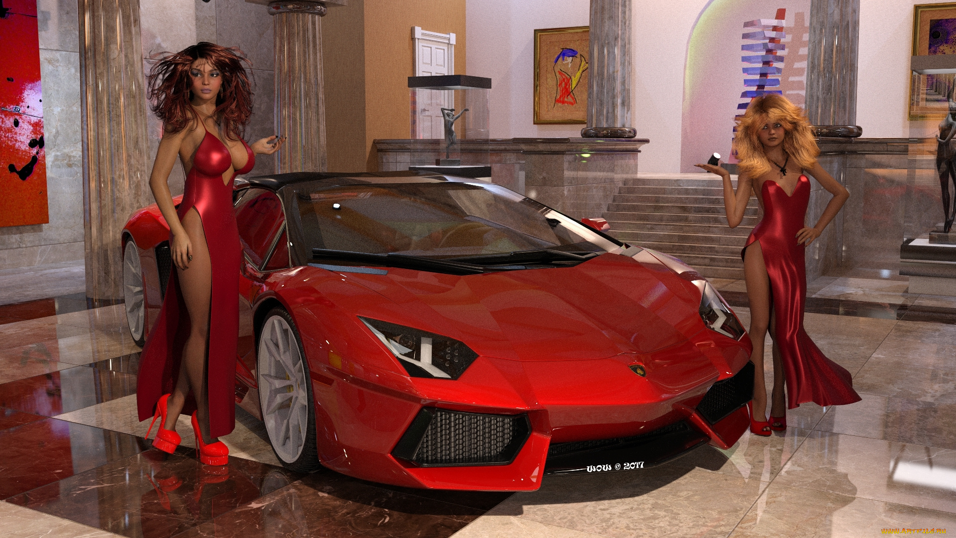 3д, графика, люди-авто, мото, , people-, car, , , moto, фон, взгляд, девушки