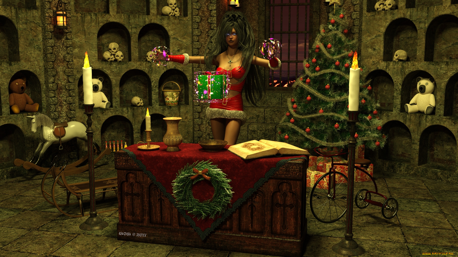 3д, графика, праздники, , holidays, фон, взгляд, девушка