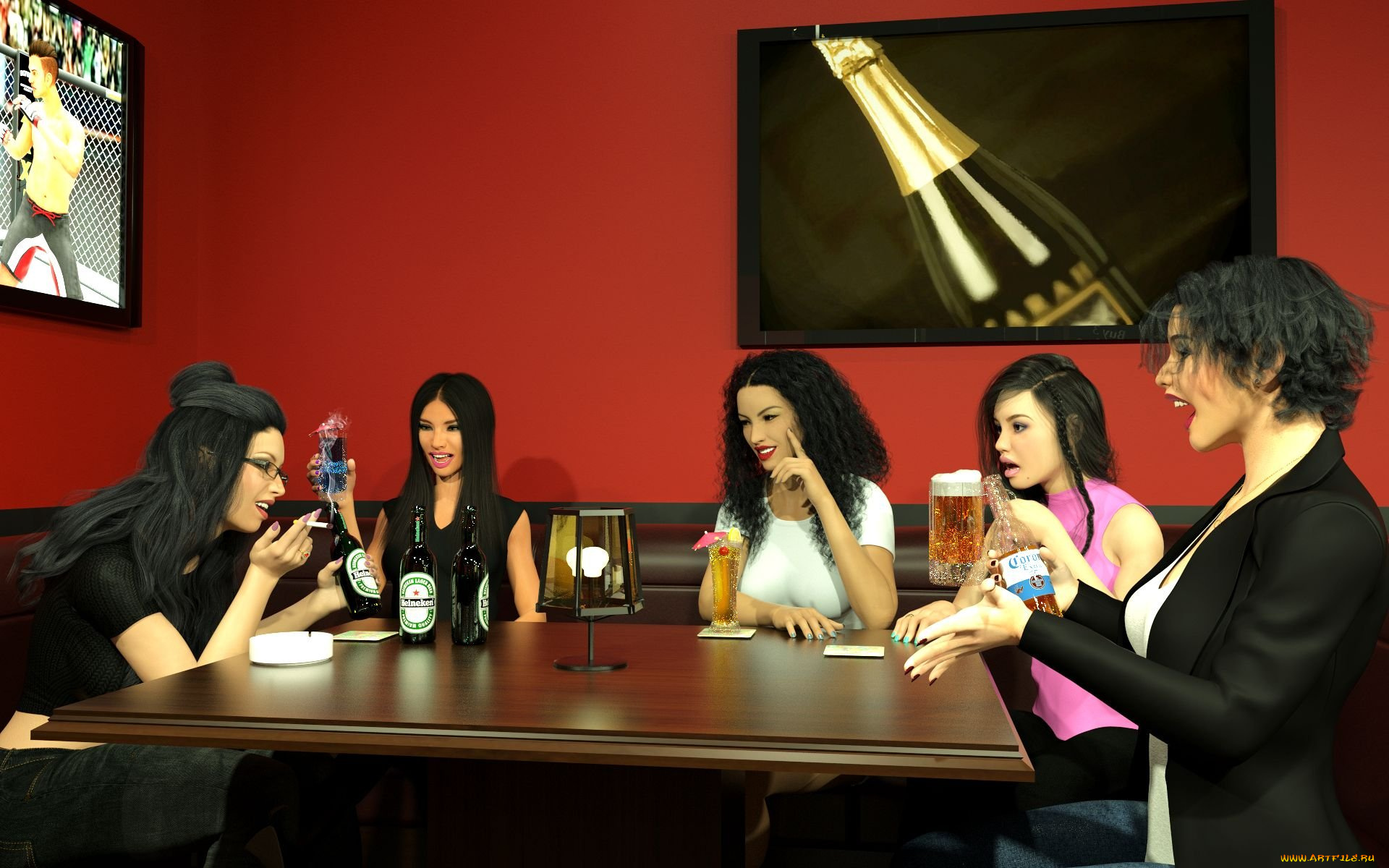 3д, графика, люди, , people, взгляд, девушки, фон