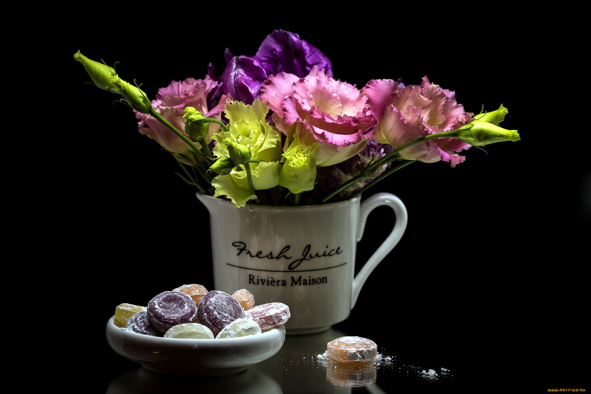 еда, натюрморт, леденцы, конфеты, эустома