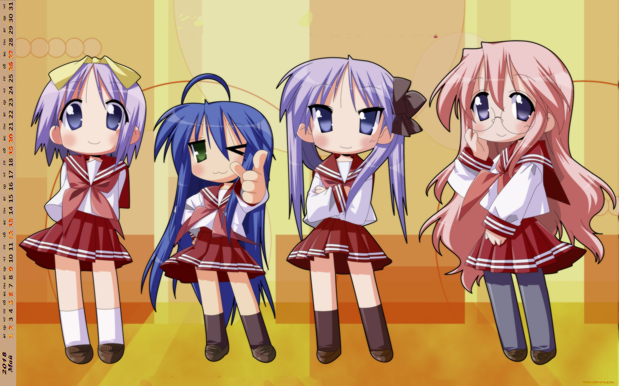 календари, аниме, взгляд, девочка