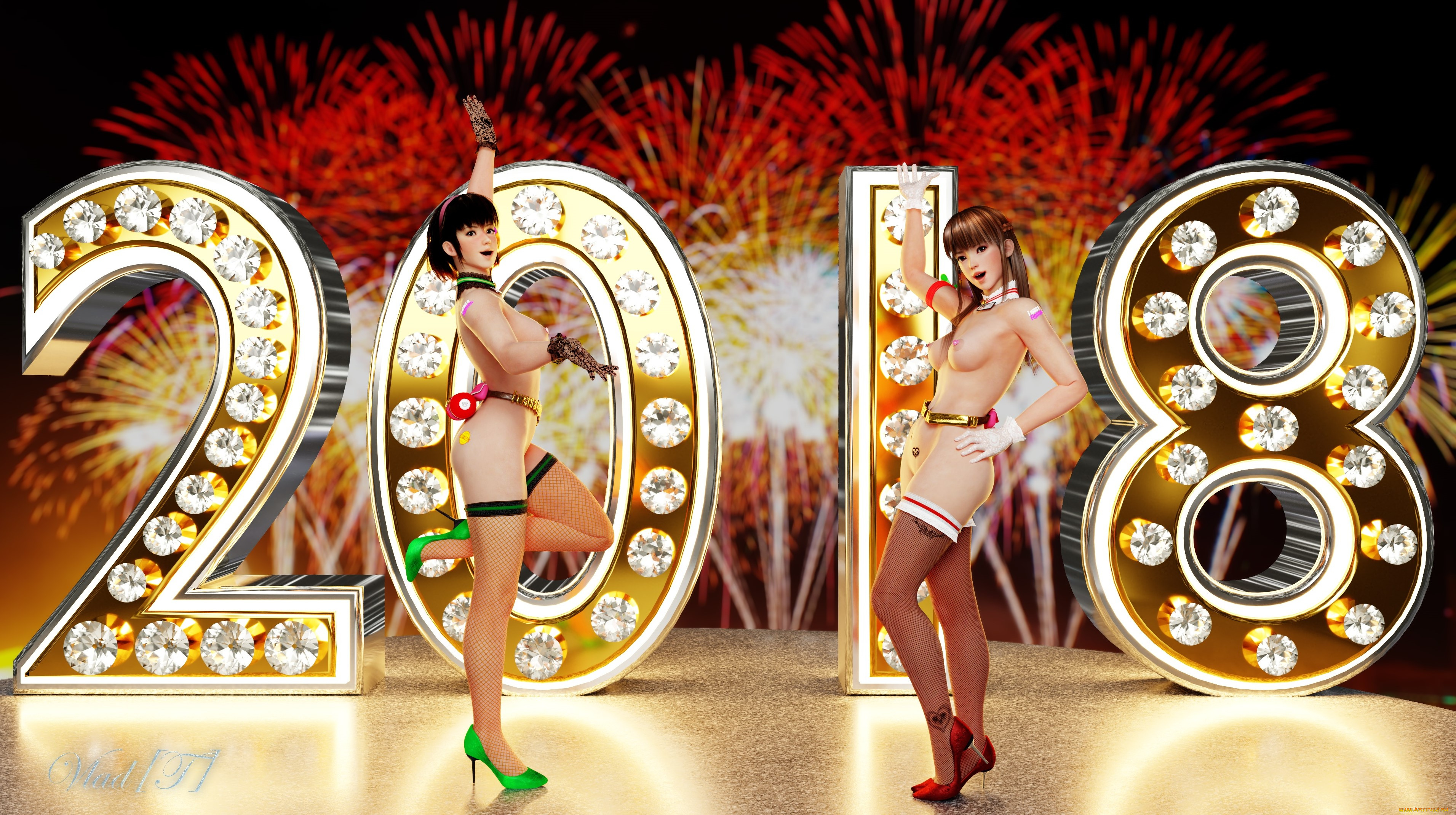 3д, графика, праздники, , holidays, фон, девушки, взгляд