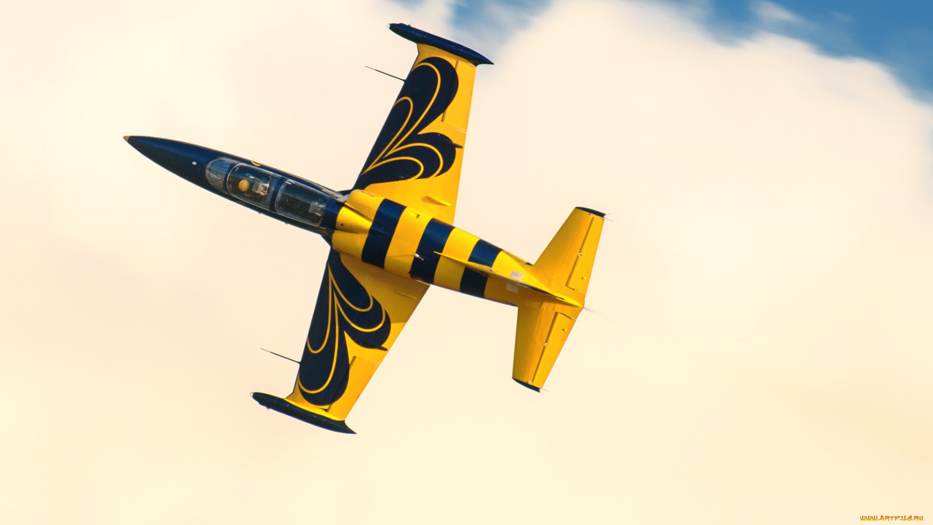 авиация, другое, самолет, фигура, пилотажа, жетлый, небо