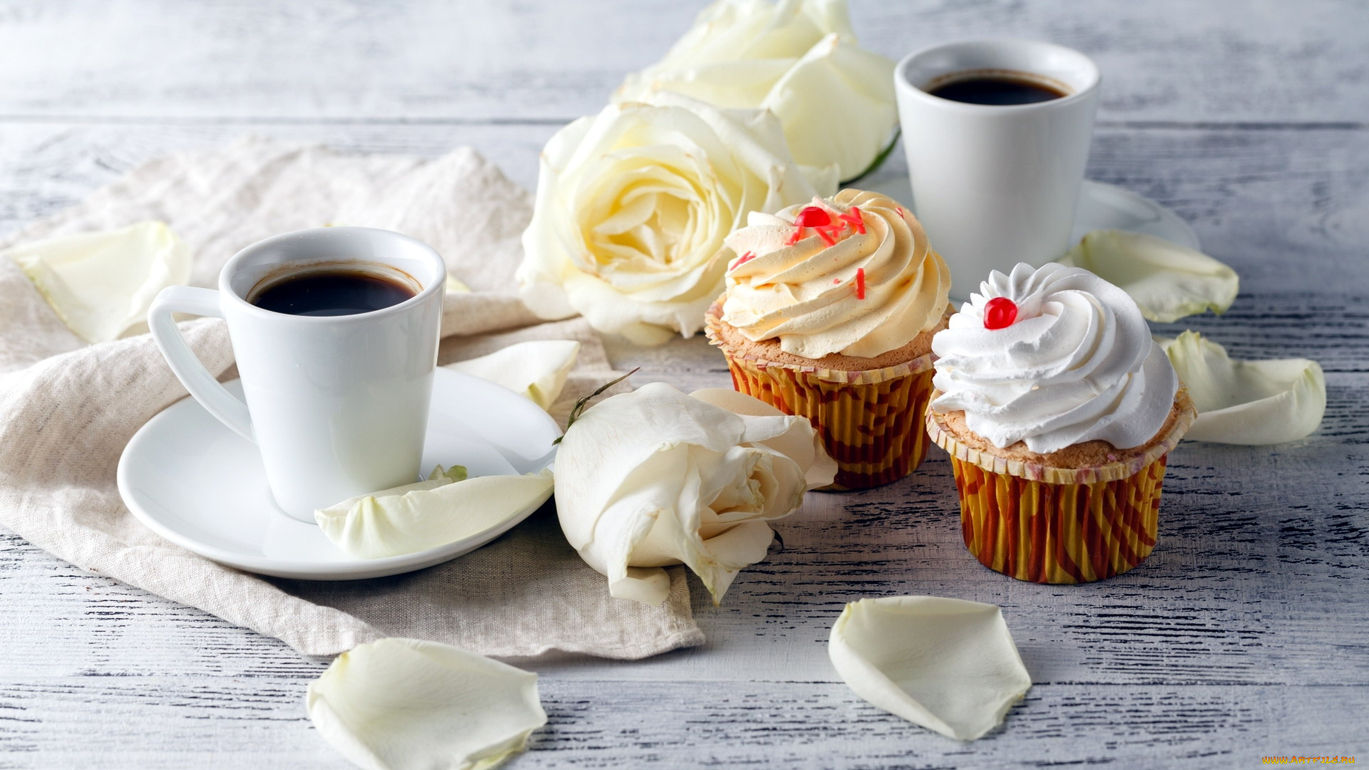 еда, кофе, , кофейные, зёрна, розы, капкейки, кексы