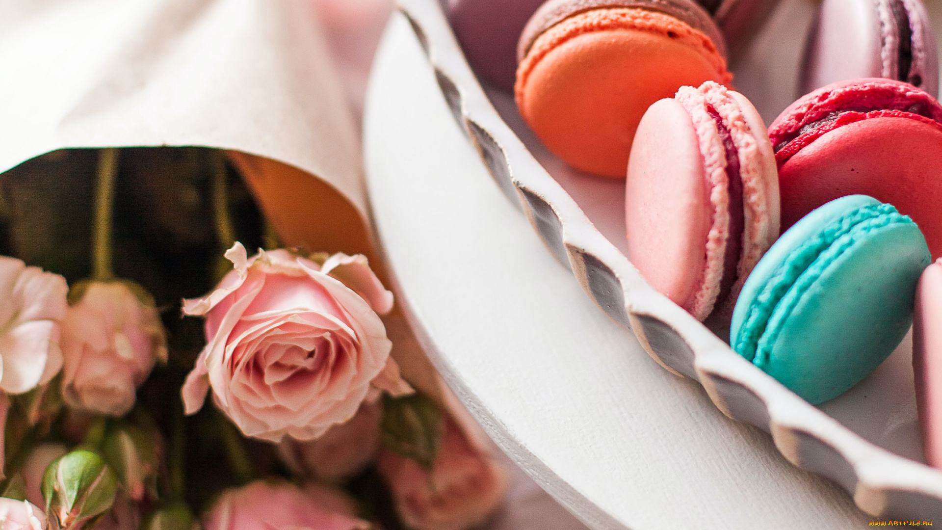 еда, макаруны, лакомство, печенье