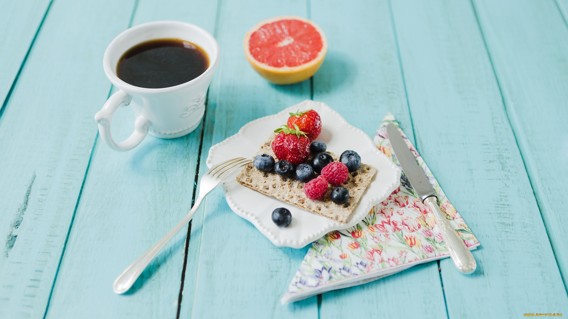 еда, разное, кофе, хлебец, грейпфрут, ягоды