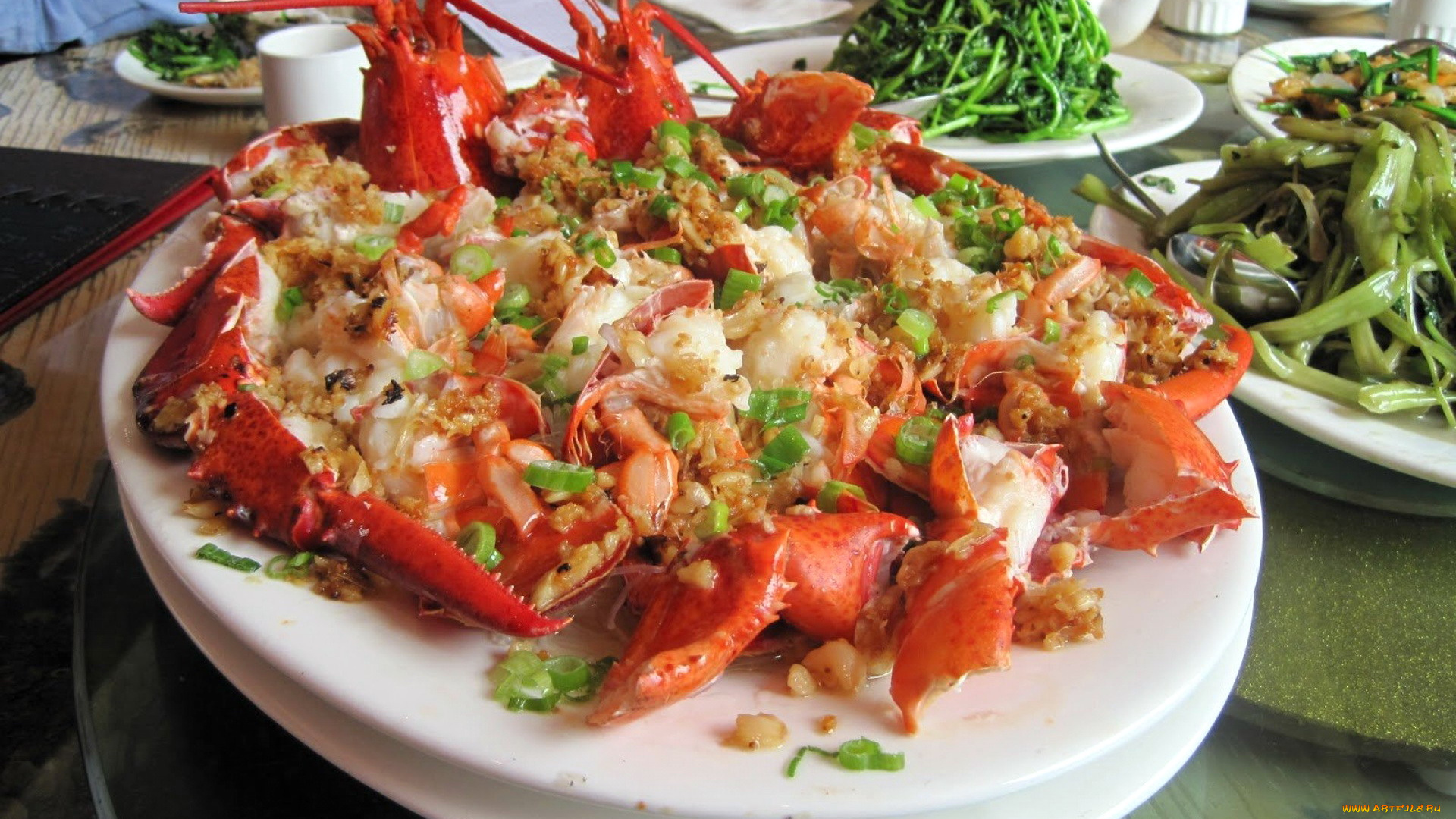 еда, рыбные, блюда, , с, морепродуктами, китайская, кухня, лобстер