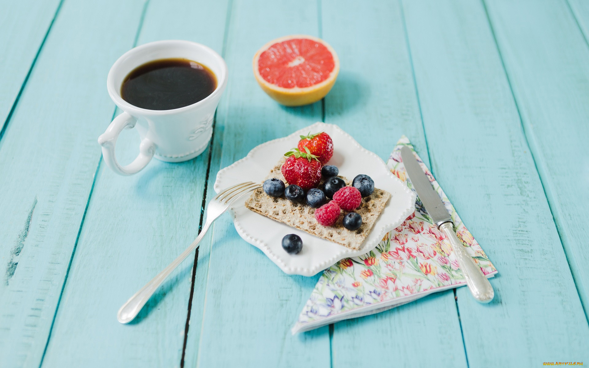 еда, разное, кофе, хлебец, грейпфрут, ягоды