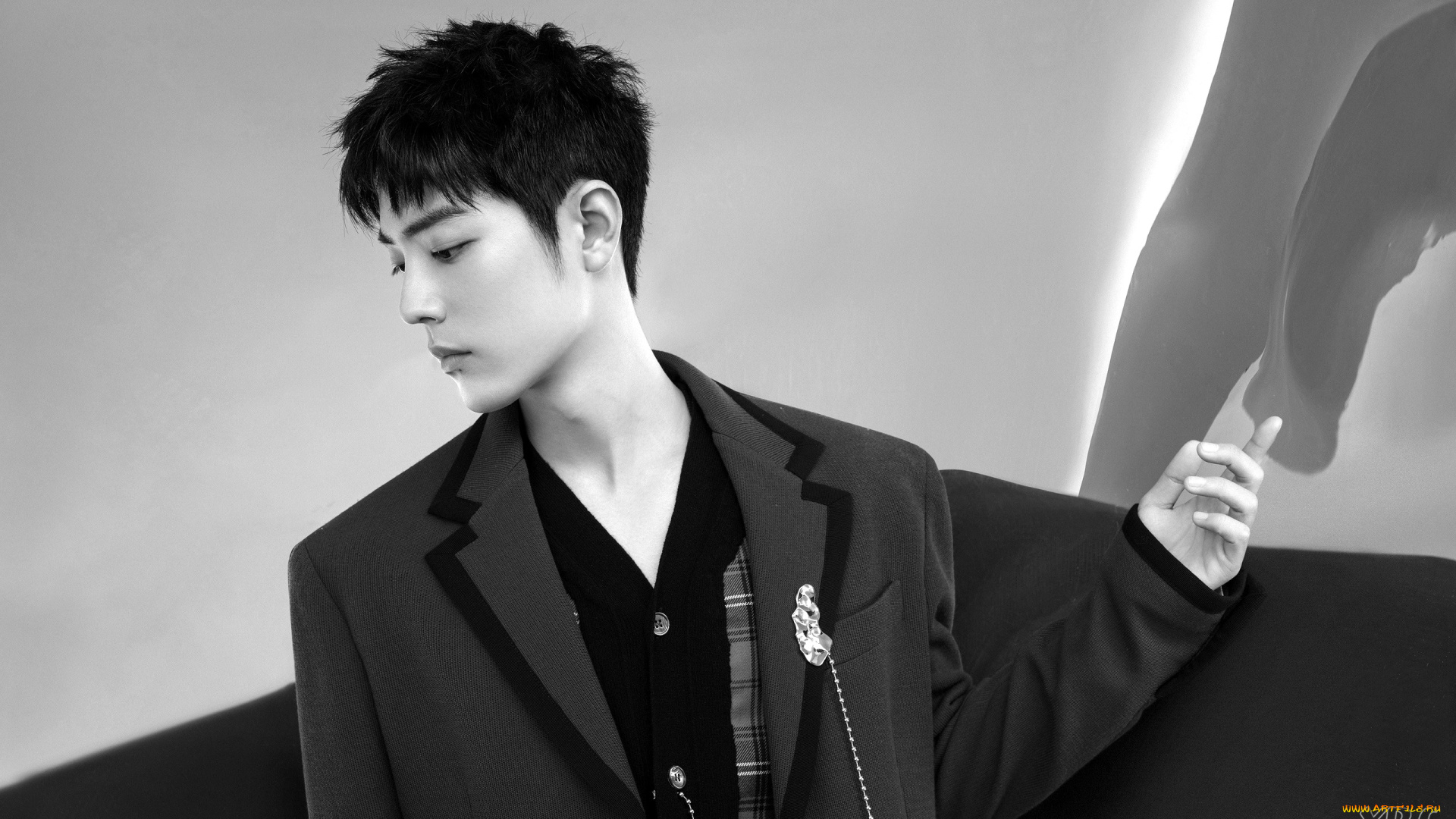 мужчины, xiao, zhan, актер, пиджак, цепочка