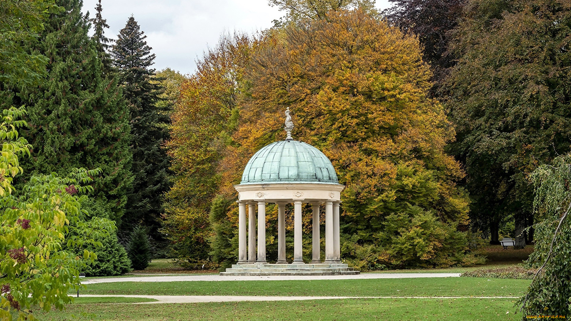 природа, парк, деревья, беседка