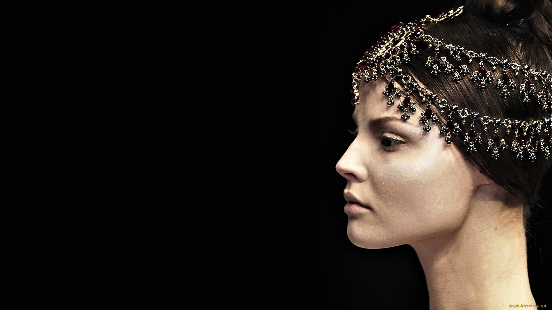 девушки, -, лица, , портреты, шатенка, лицо, украшения