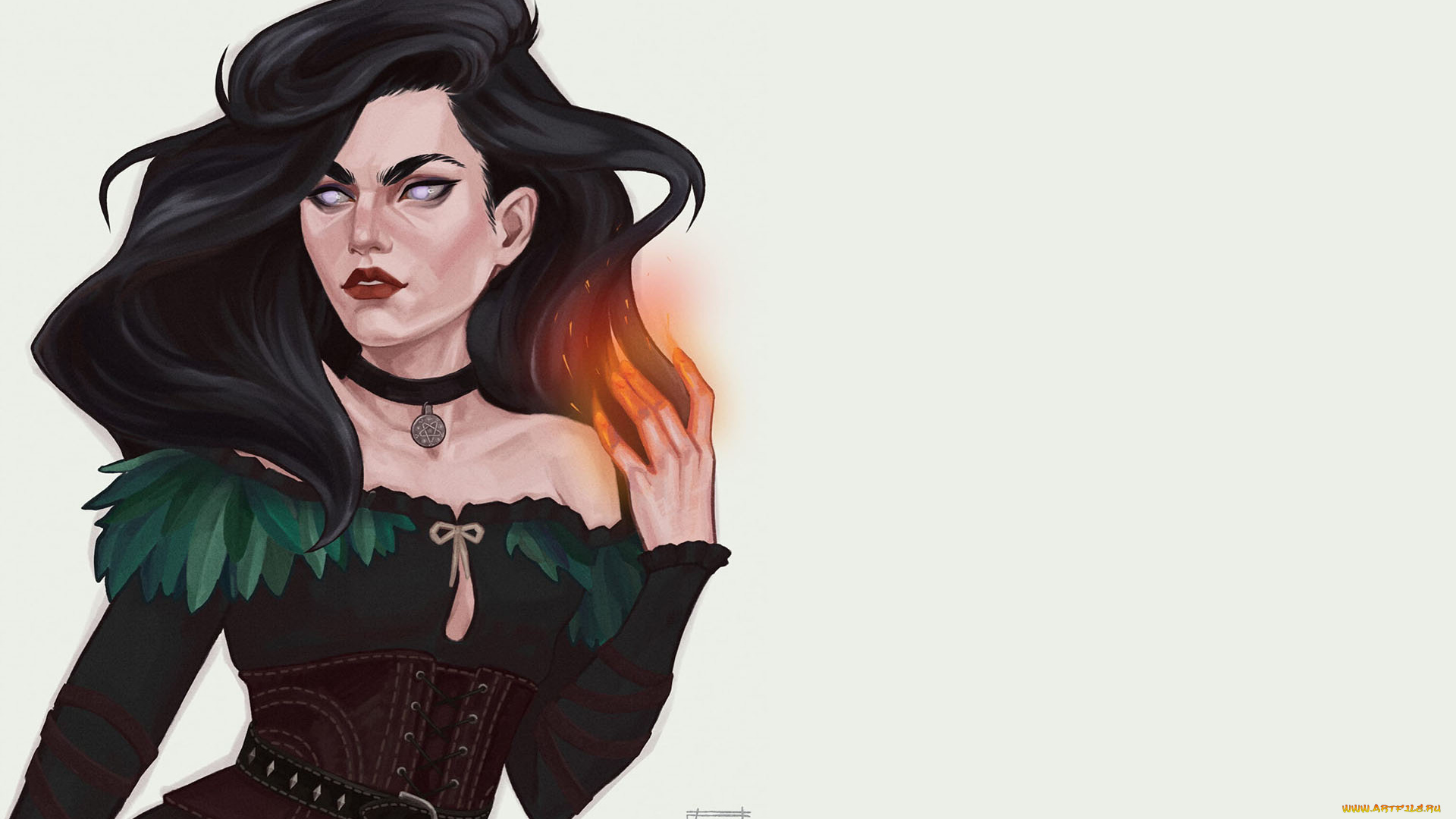 видео, игры, the, witcher, йеннифер, ведьма, огонь