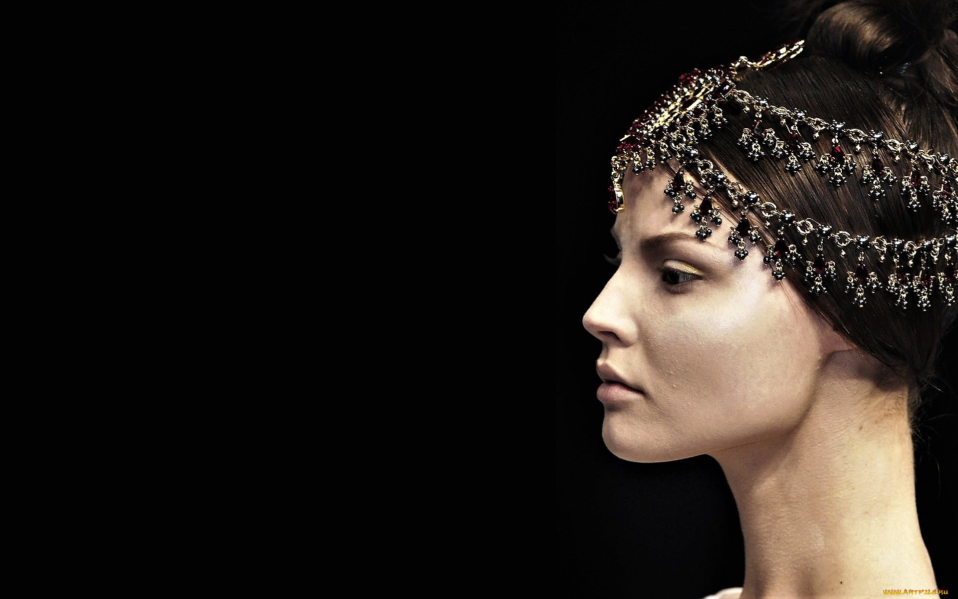 девушки, -, лица, , портреты, шатенка, лицо, украшения